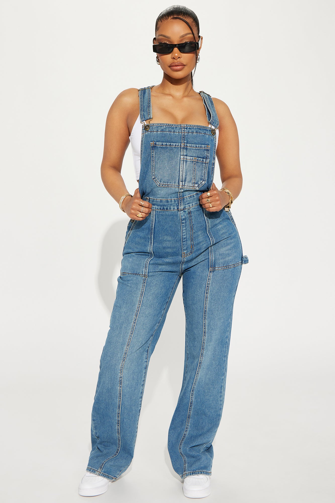 No Limits Seamed Utility Denim Overalls