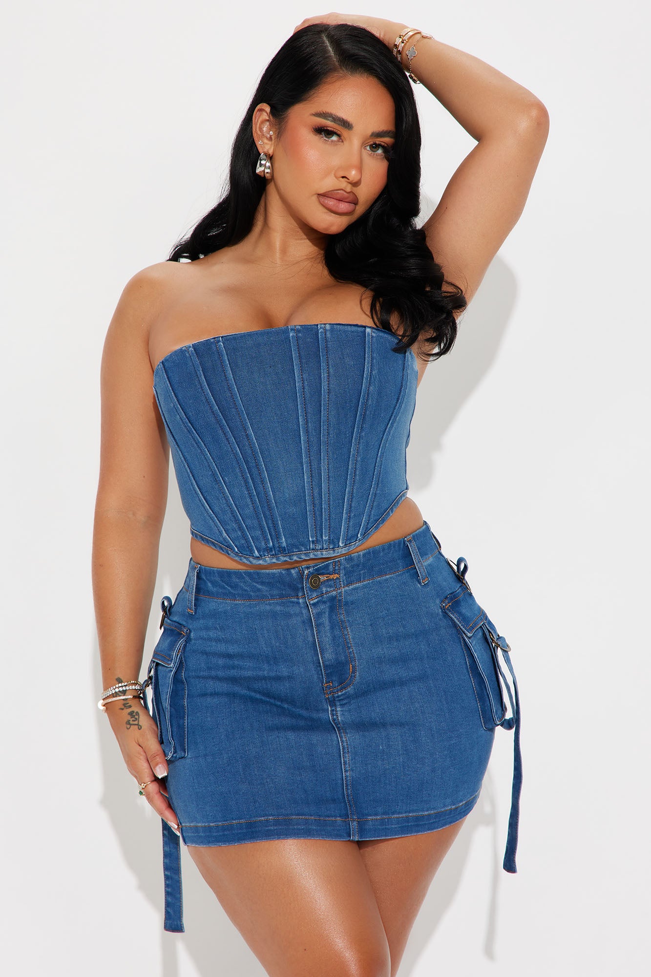 Not Your Girlfriend Denim Skirt Set