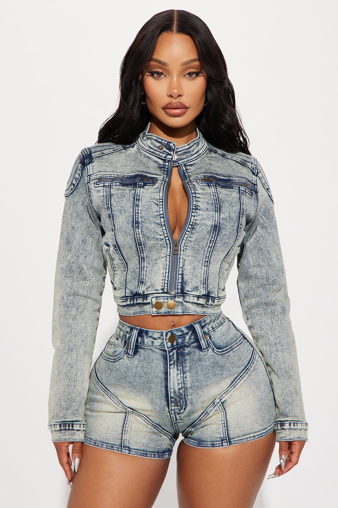Starting Rumors Stretch Denim Moto Jacket