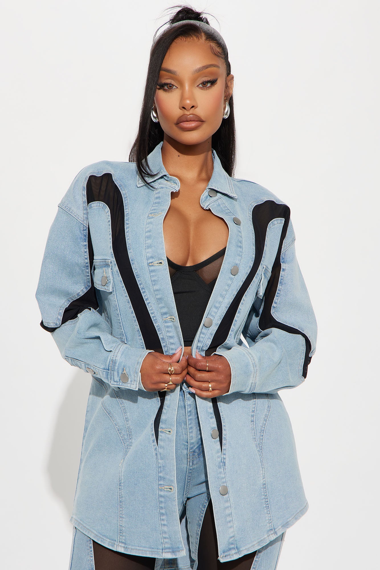 Switching Gears Stretch Denim Shacket