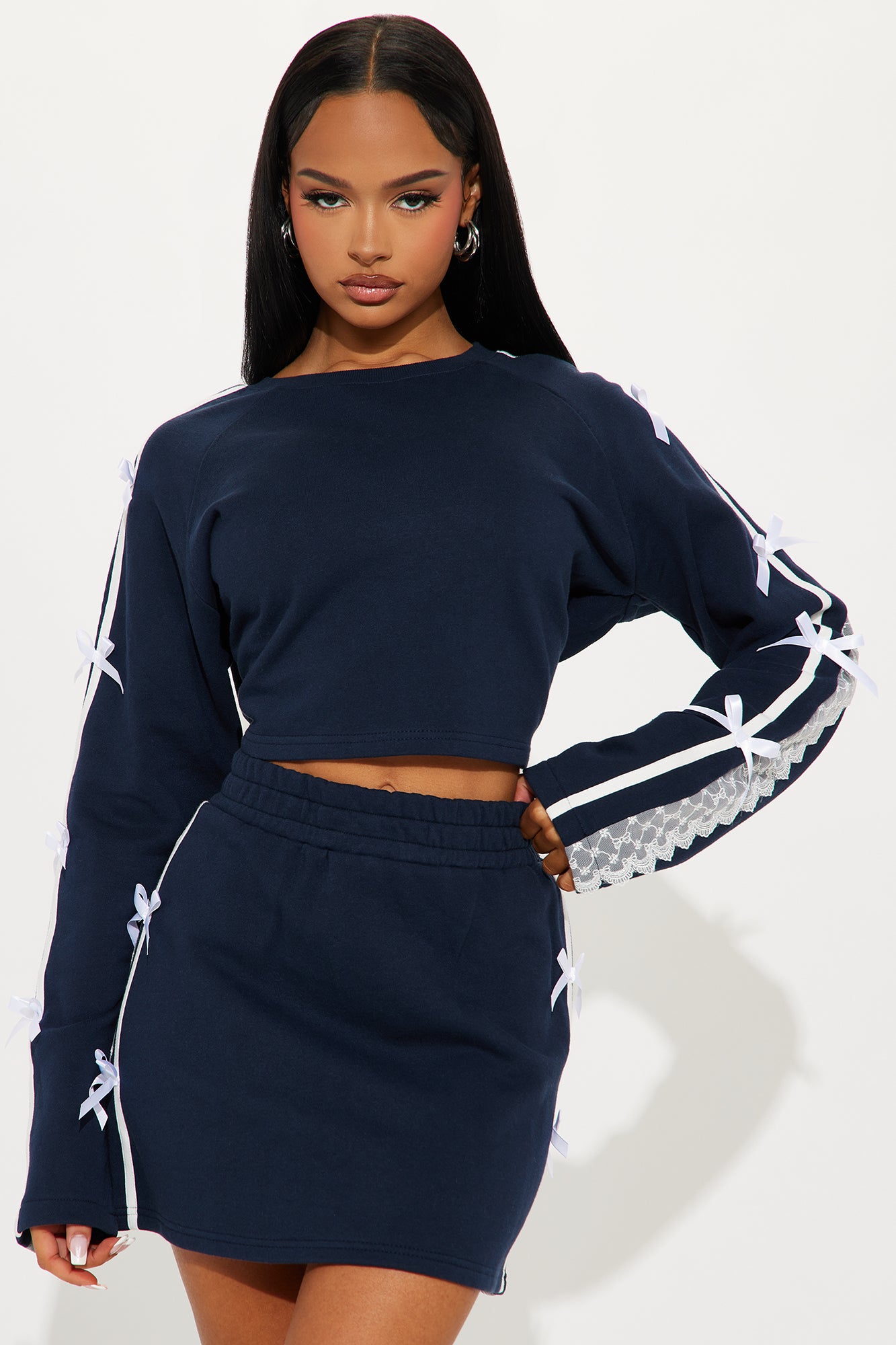 Abby Bow Fleece Skirt Set