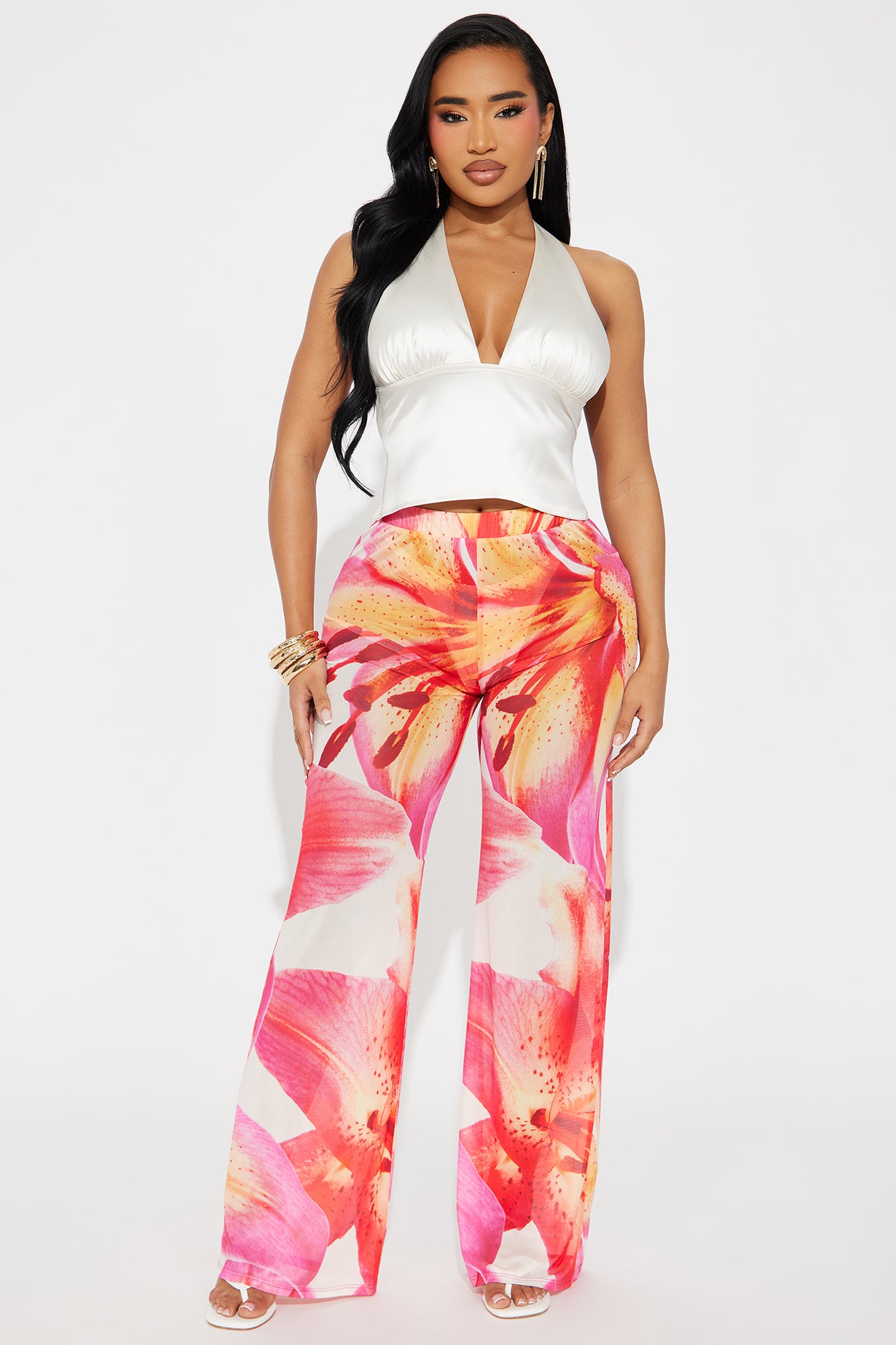Isabella Floral Mesh Wide Leg Pant