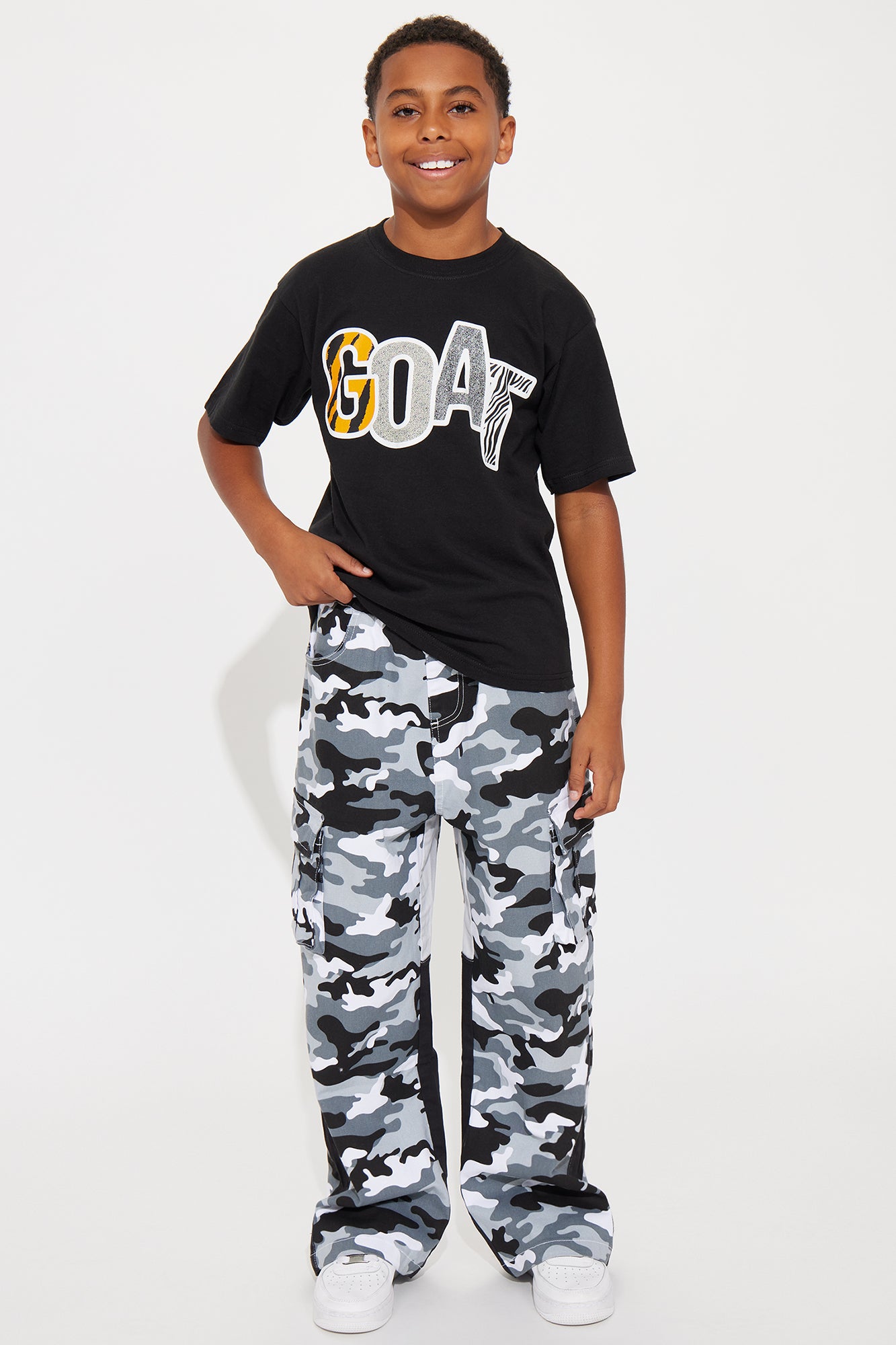 Mini Rod Camo Print Cargo Twill Pant