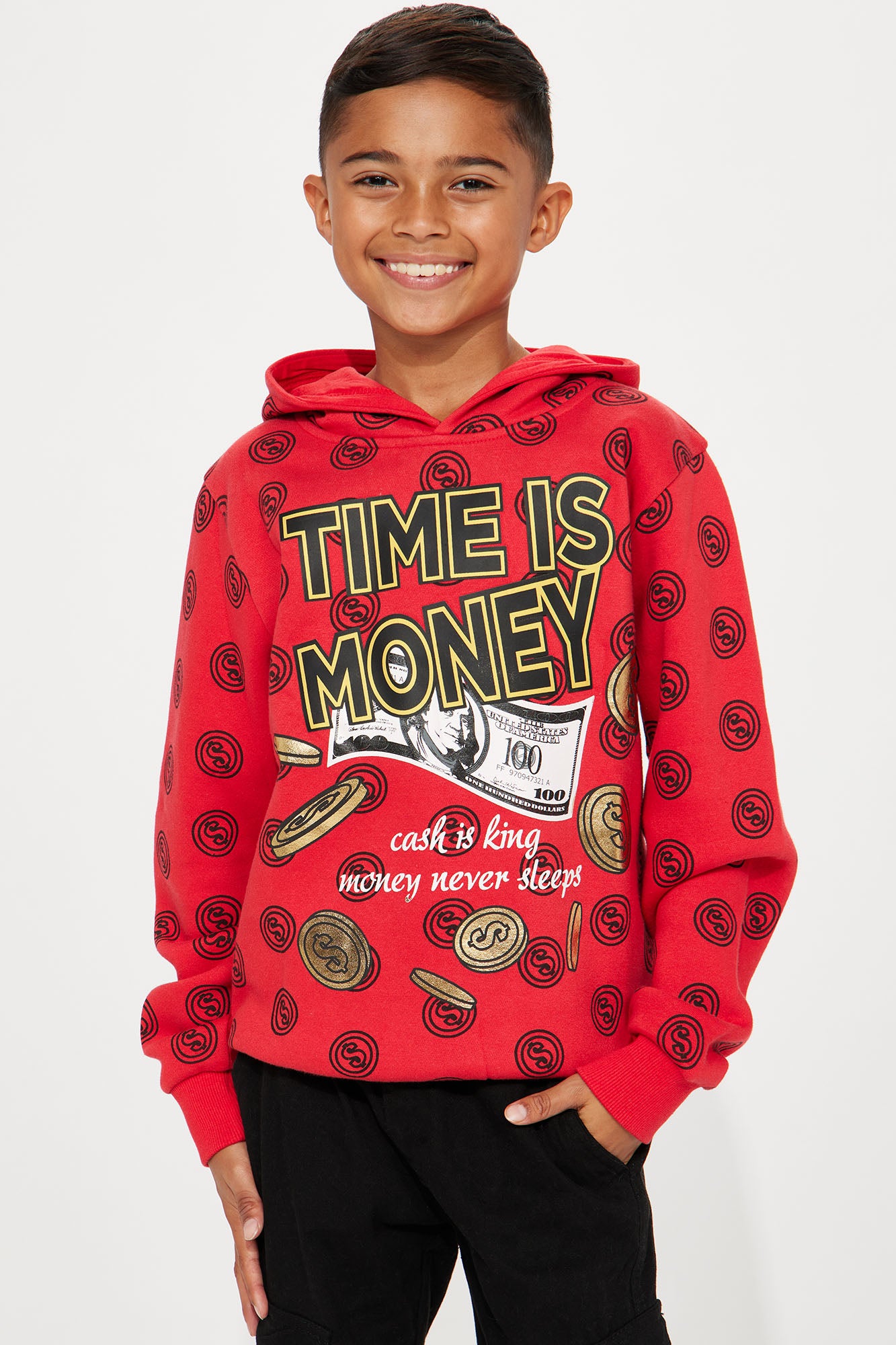 Mini Money Is Time Time Is Money Fleece Hoodie