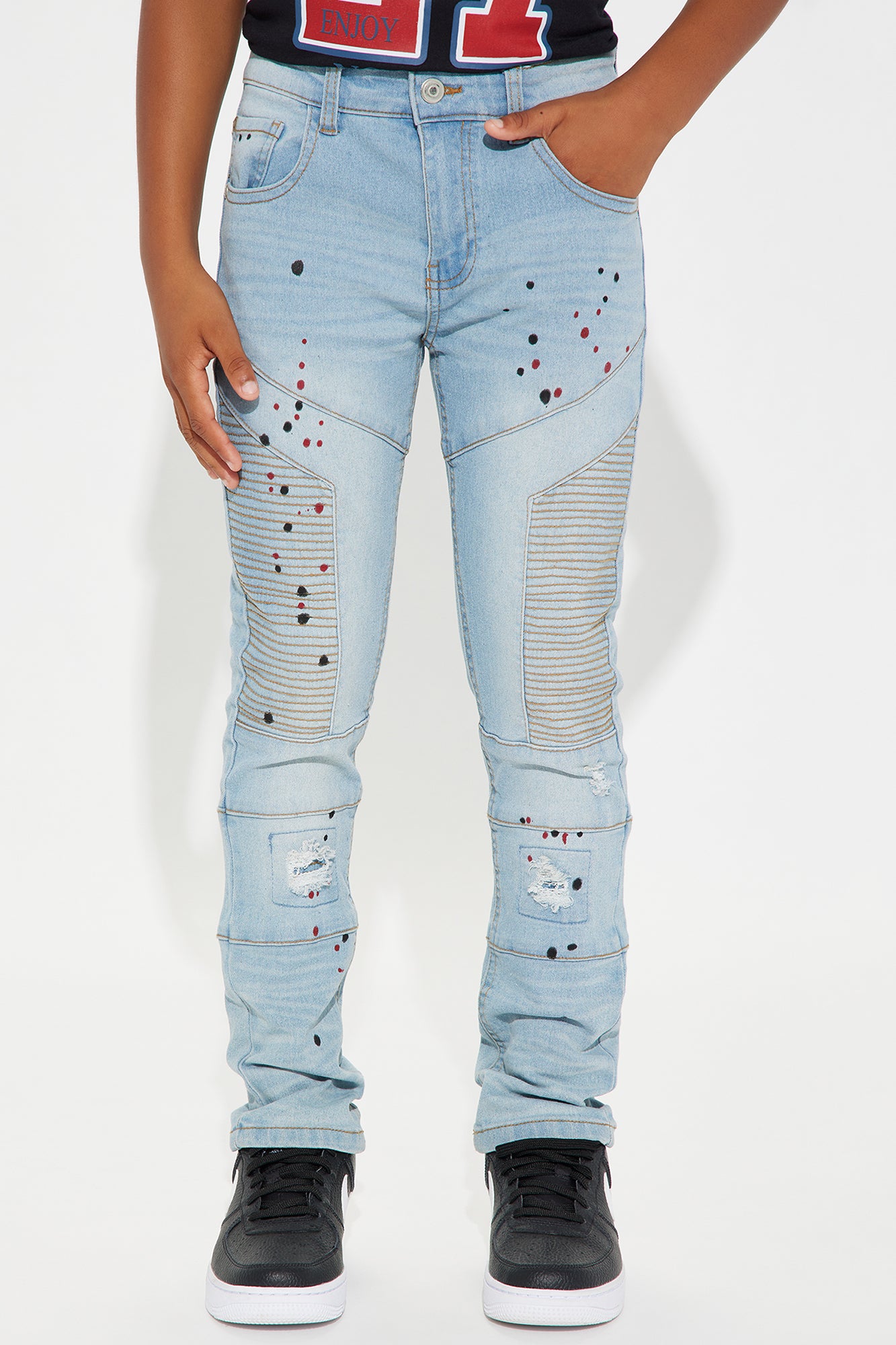 Mini Moto Paint Splatter Denim Jeans