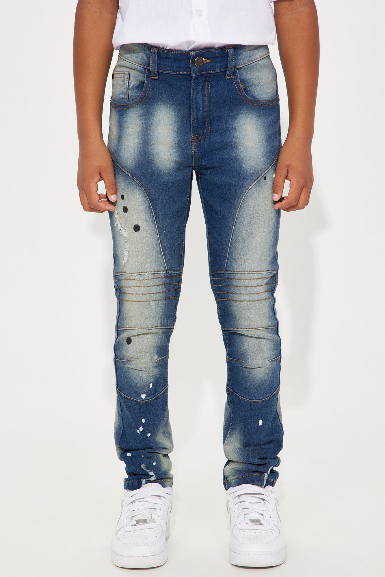 Mini Splatter Paint Dark Moto Jeans