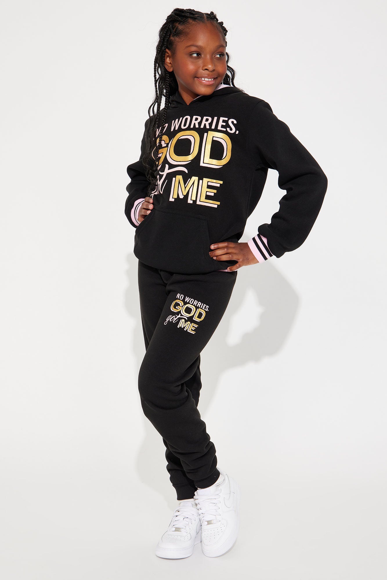 Mini God Got Me Fleece Set