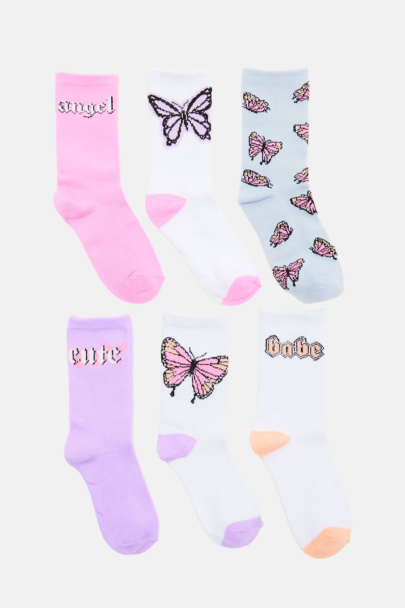 Mini Cute Angel 6 Pack Crew Sock