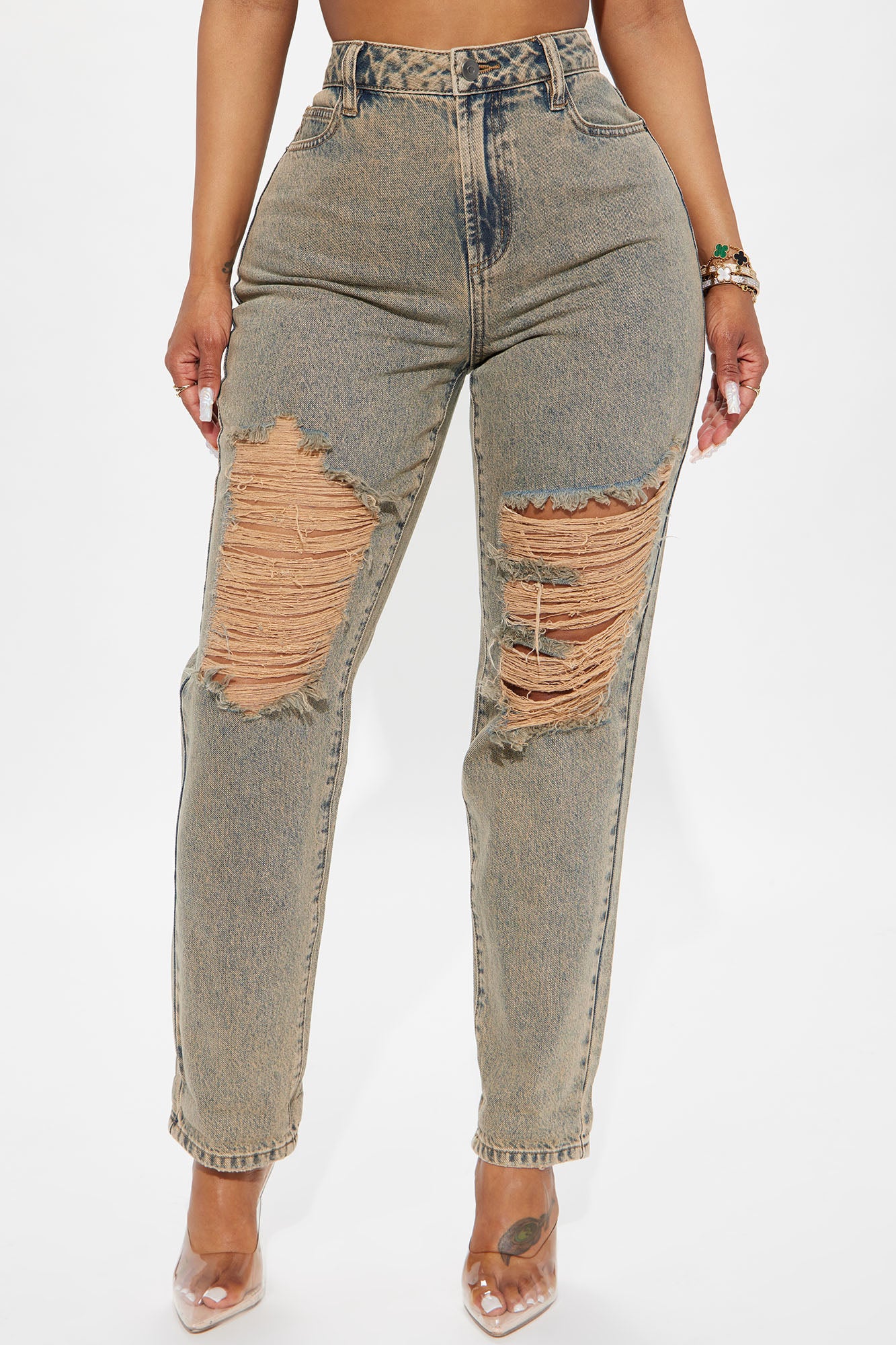 Sahara Tinted Ripped Mom Jean