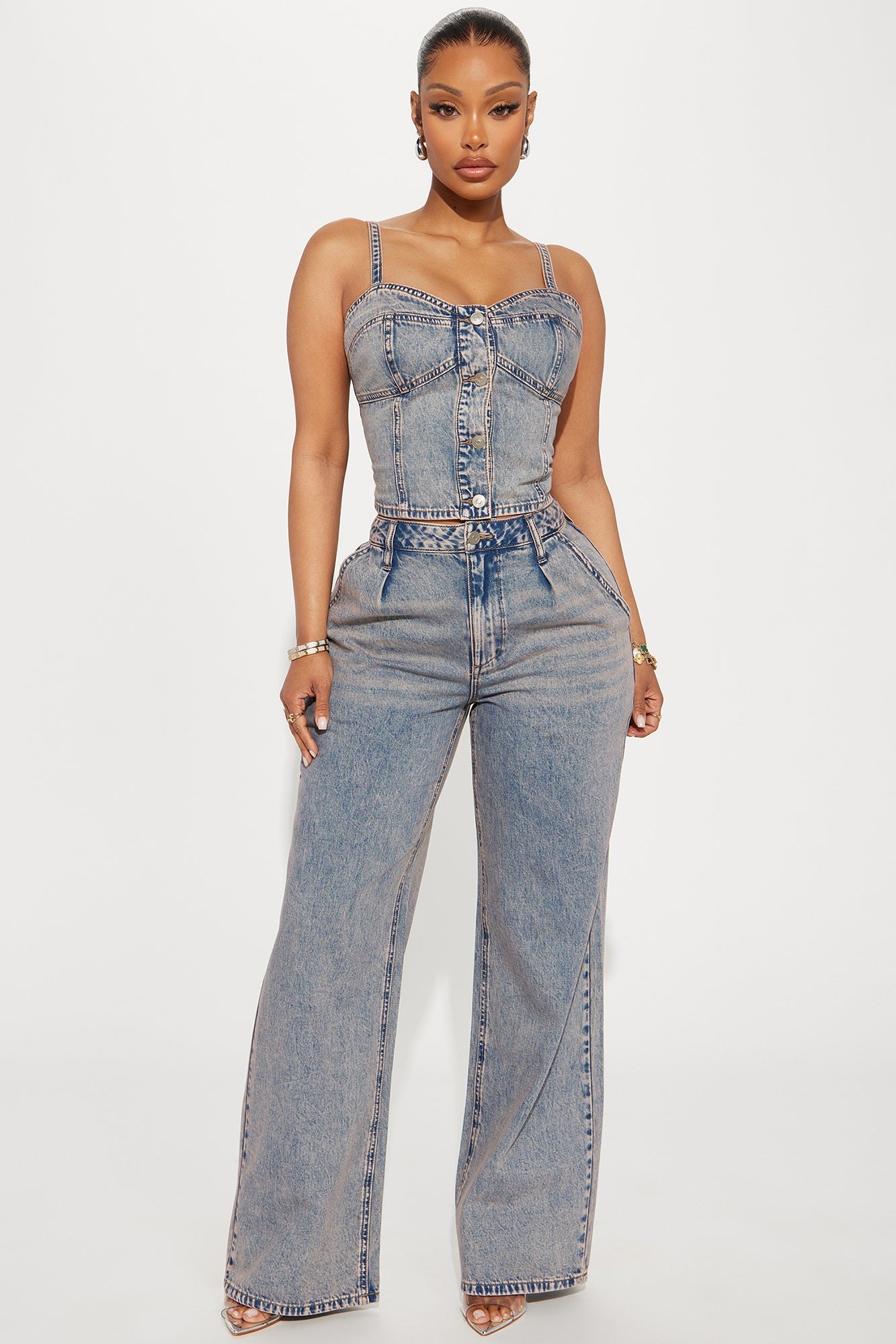 Cassie Denim Pant Set