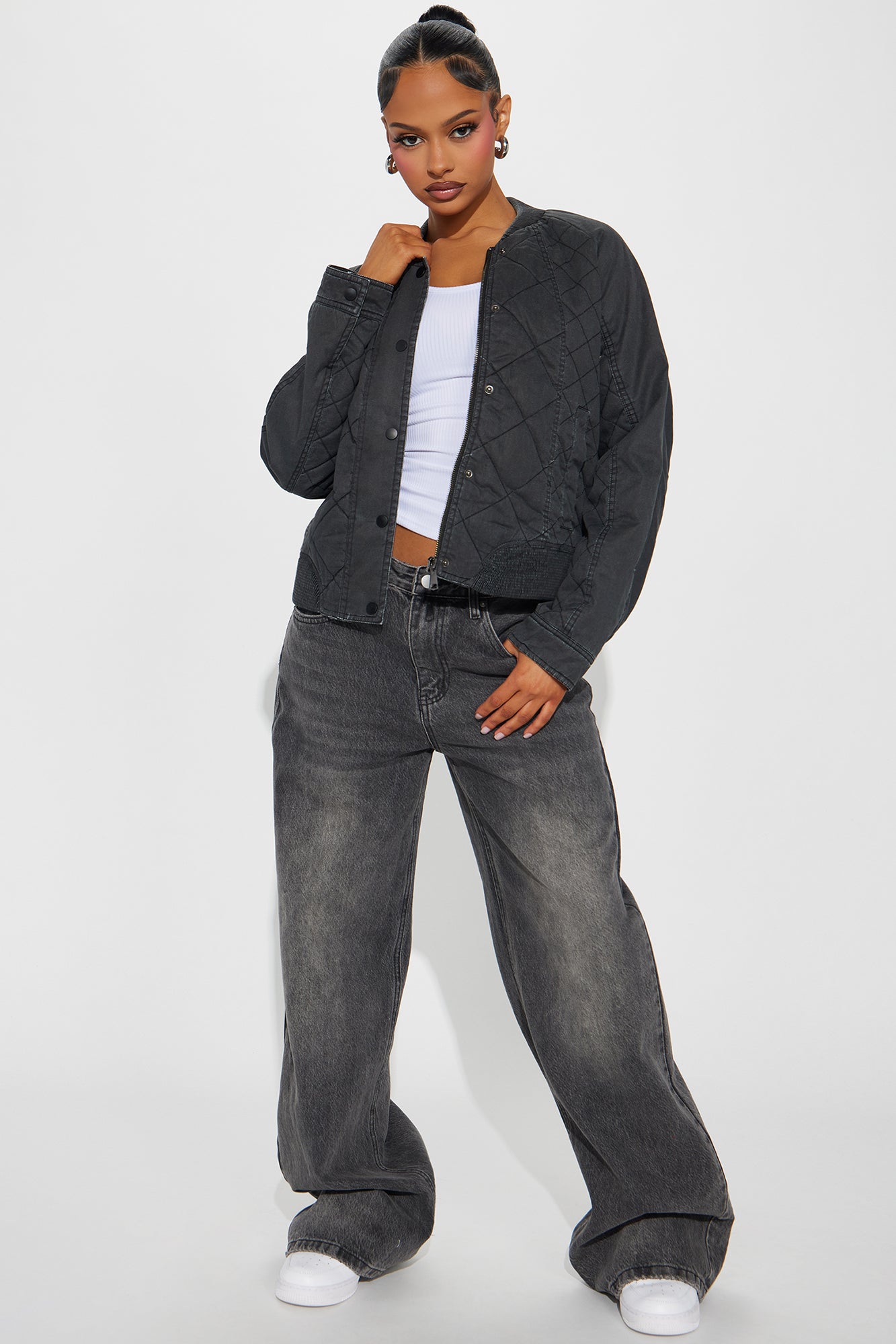 Mara Quilted Washed Bomber Jacket