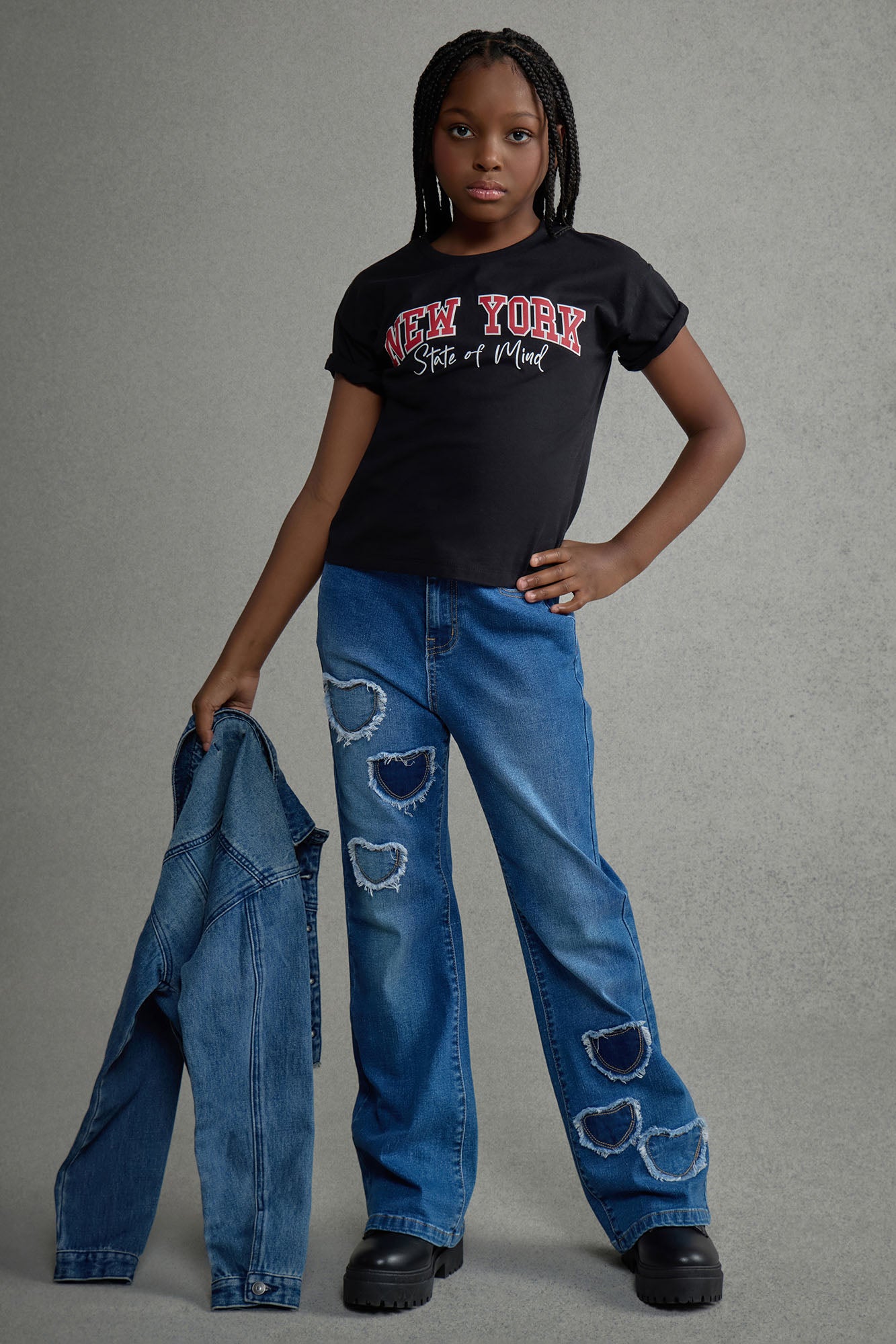 Mini Love You Forever Frayed Heart Jeans