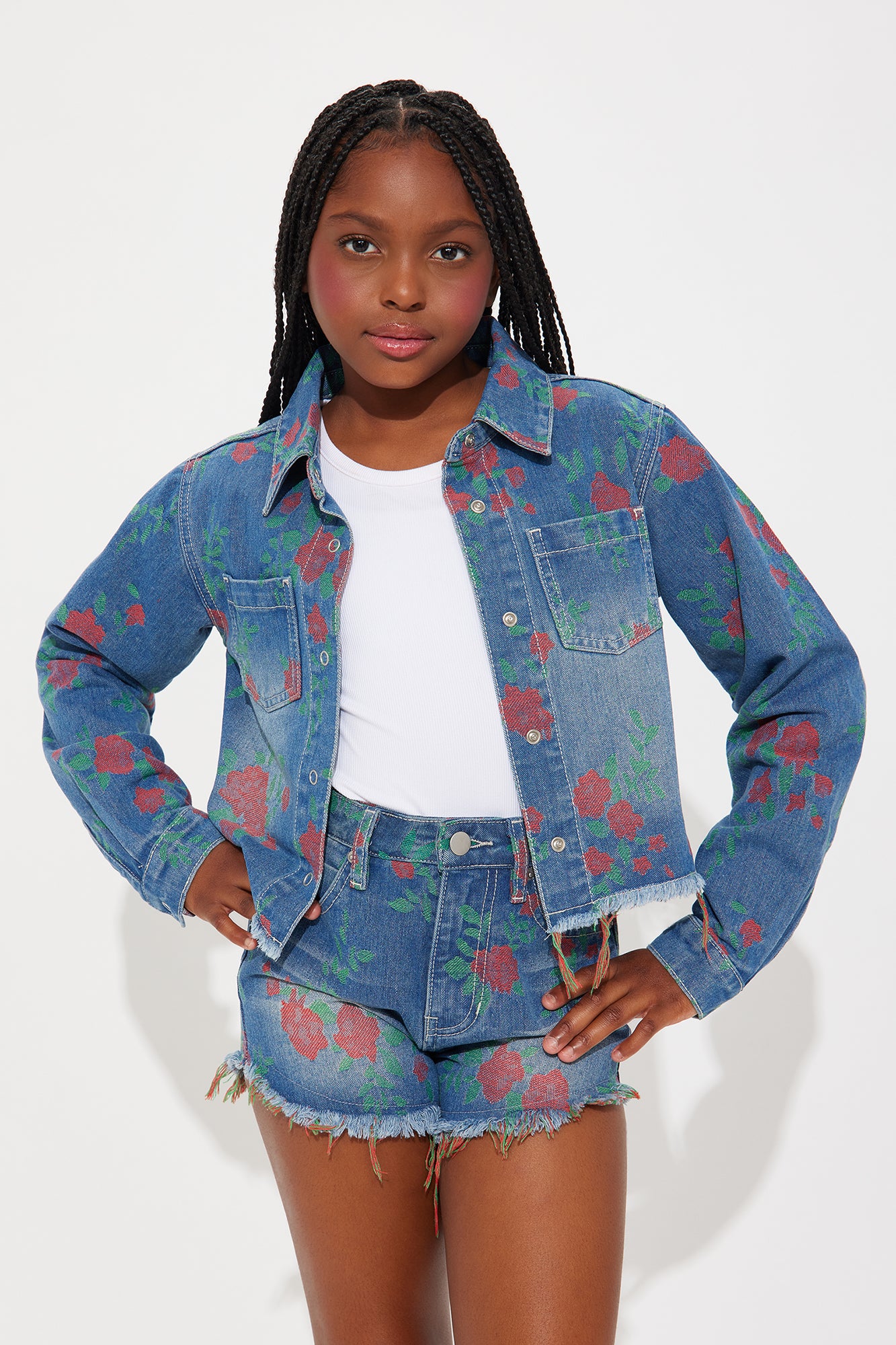 Mini Rosallia Floral Denim Shacket