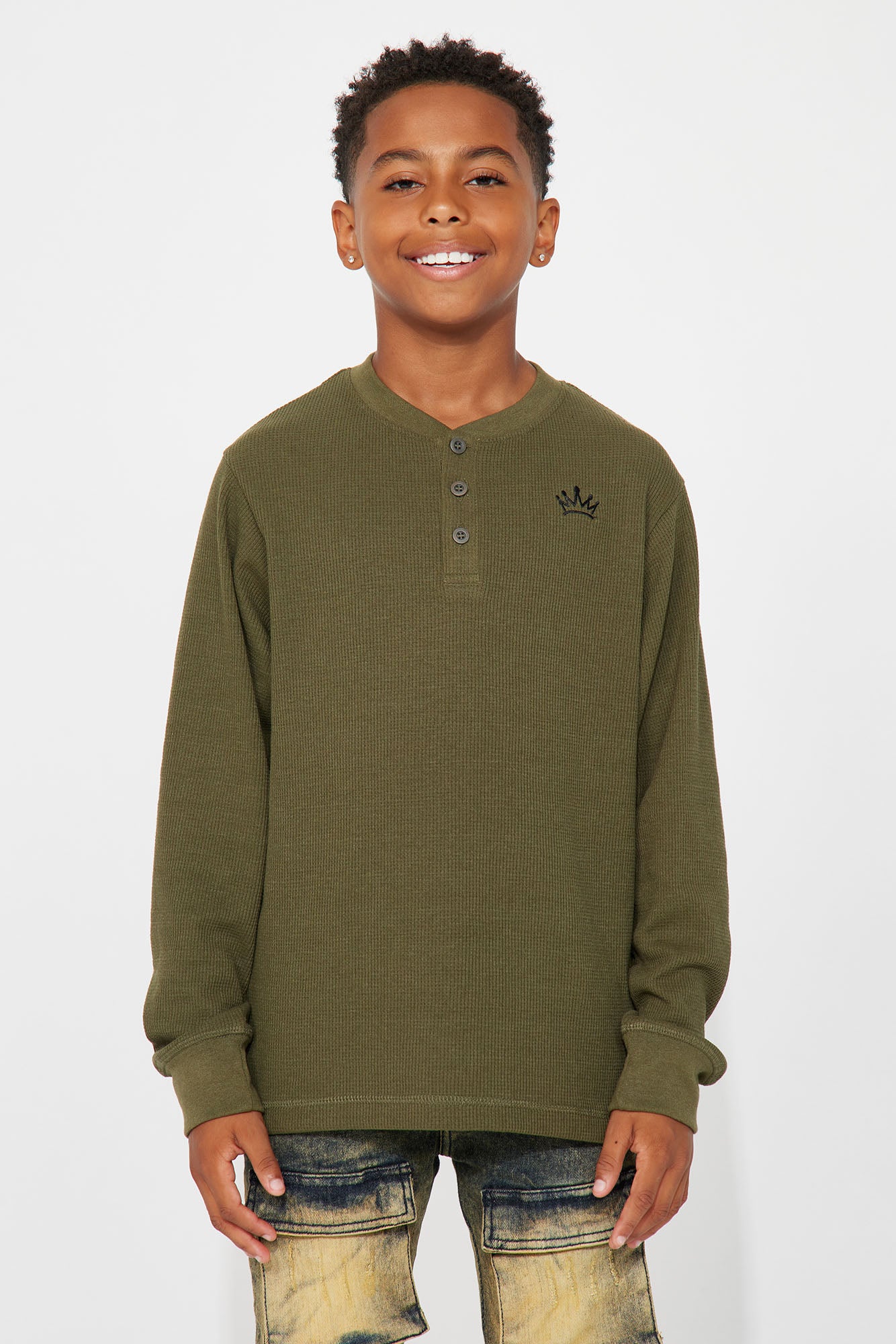 Mini Ollie Royal Henley Long Sleeve Shirt