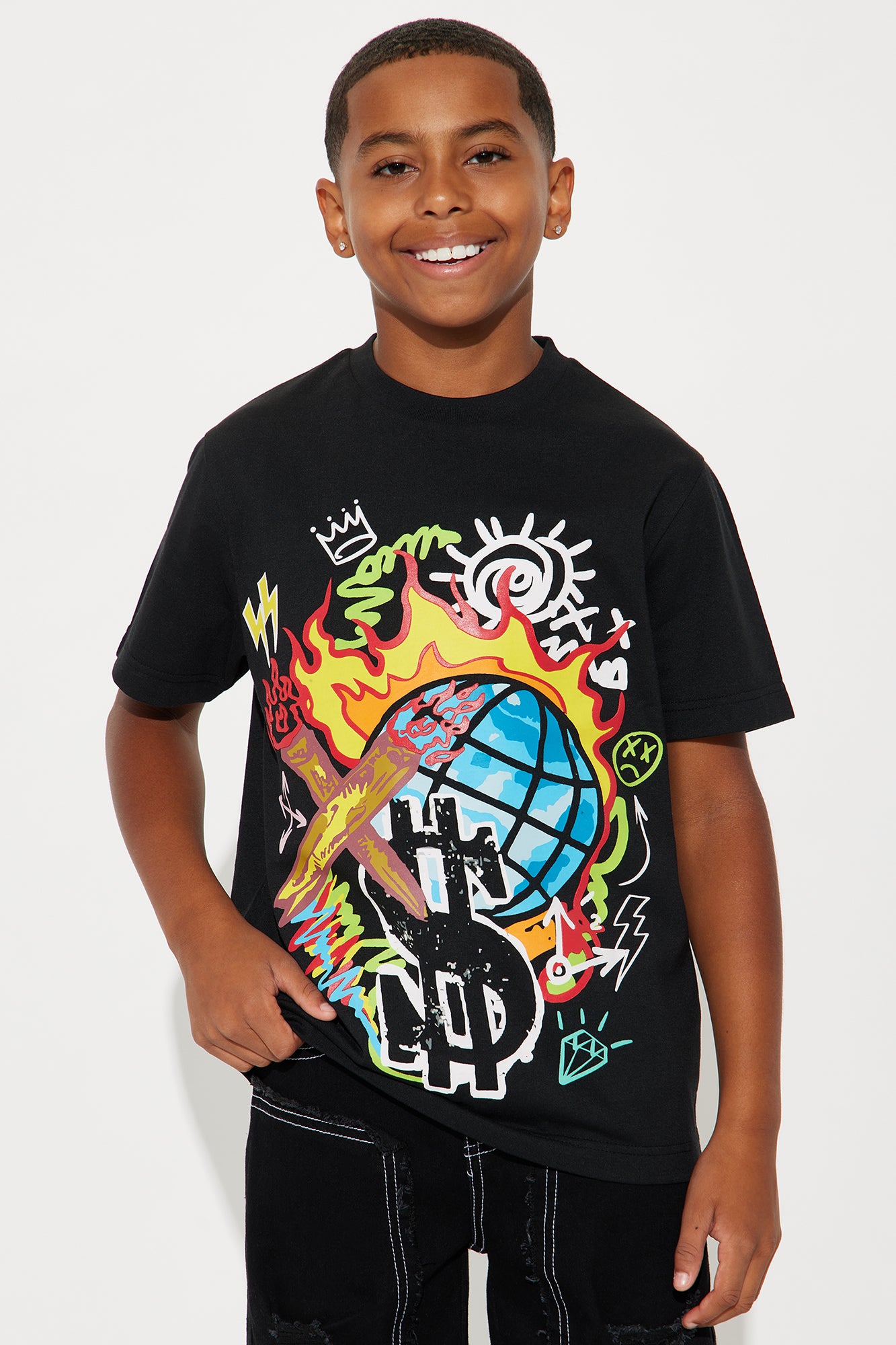 Mini World Thoughts Print T-Shirt