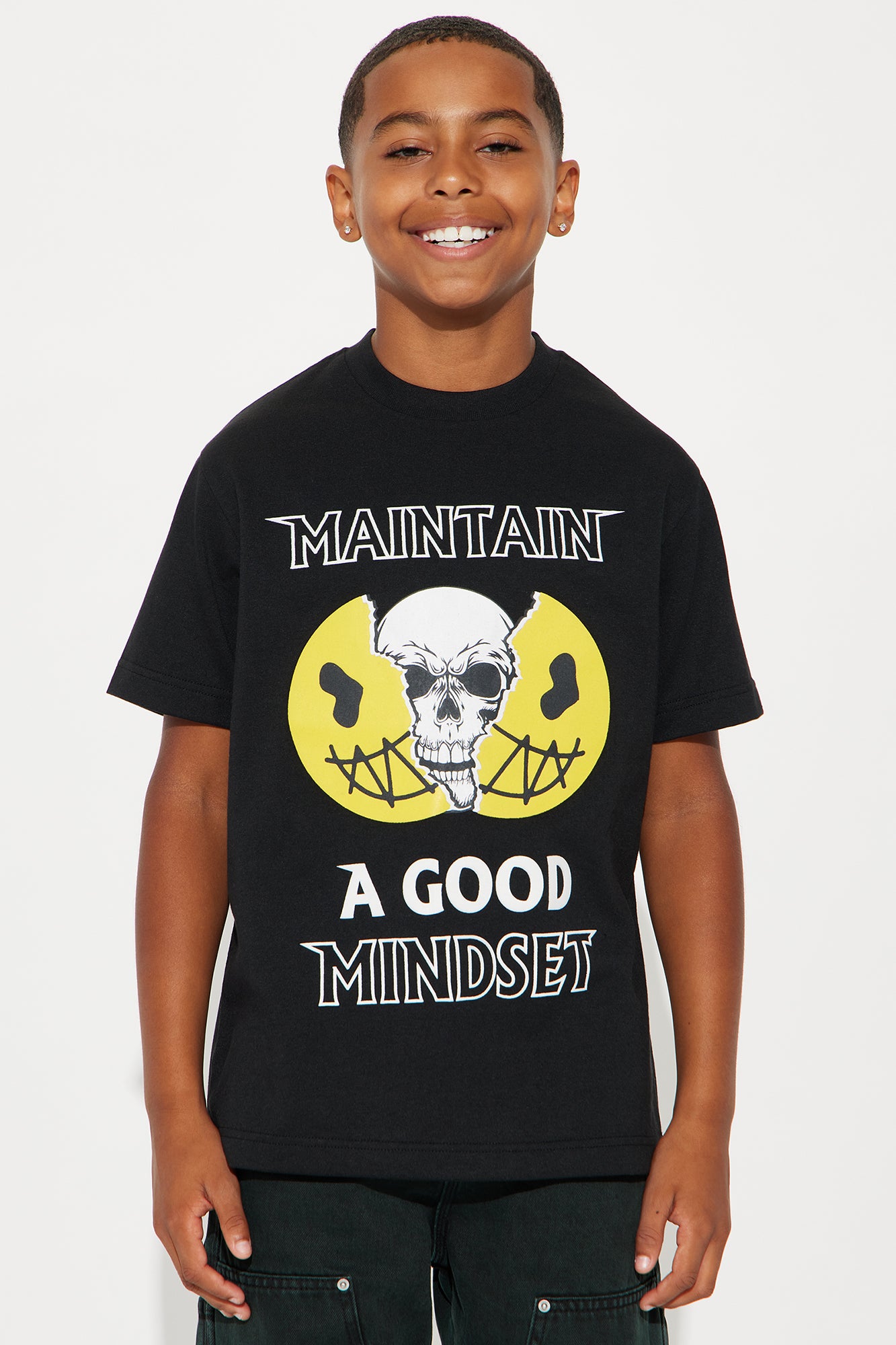 Mini Maintain A Good Mindset Print T-Shirt