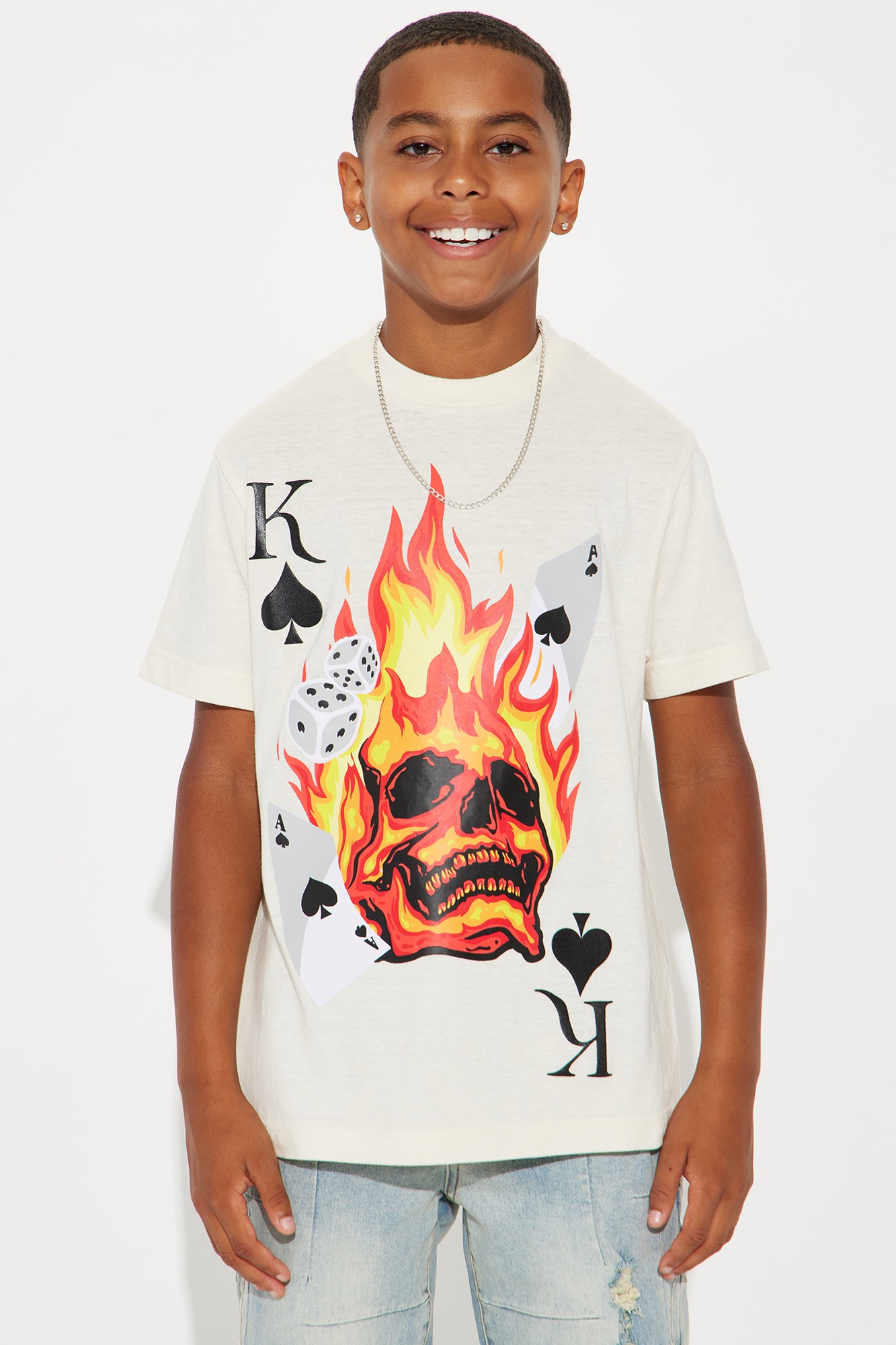 Mini Deck Of Flames Print T-Shirt