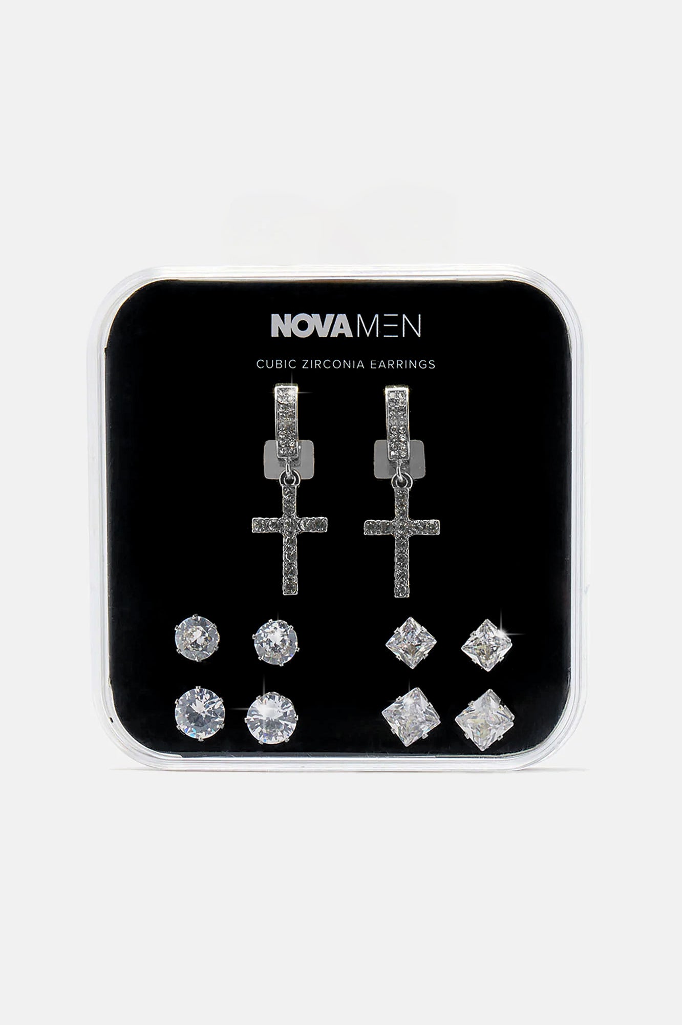 Iced Dangling Cross 5 Piece Earring Set