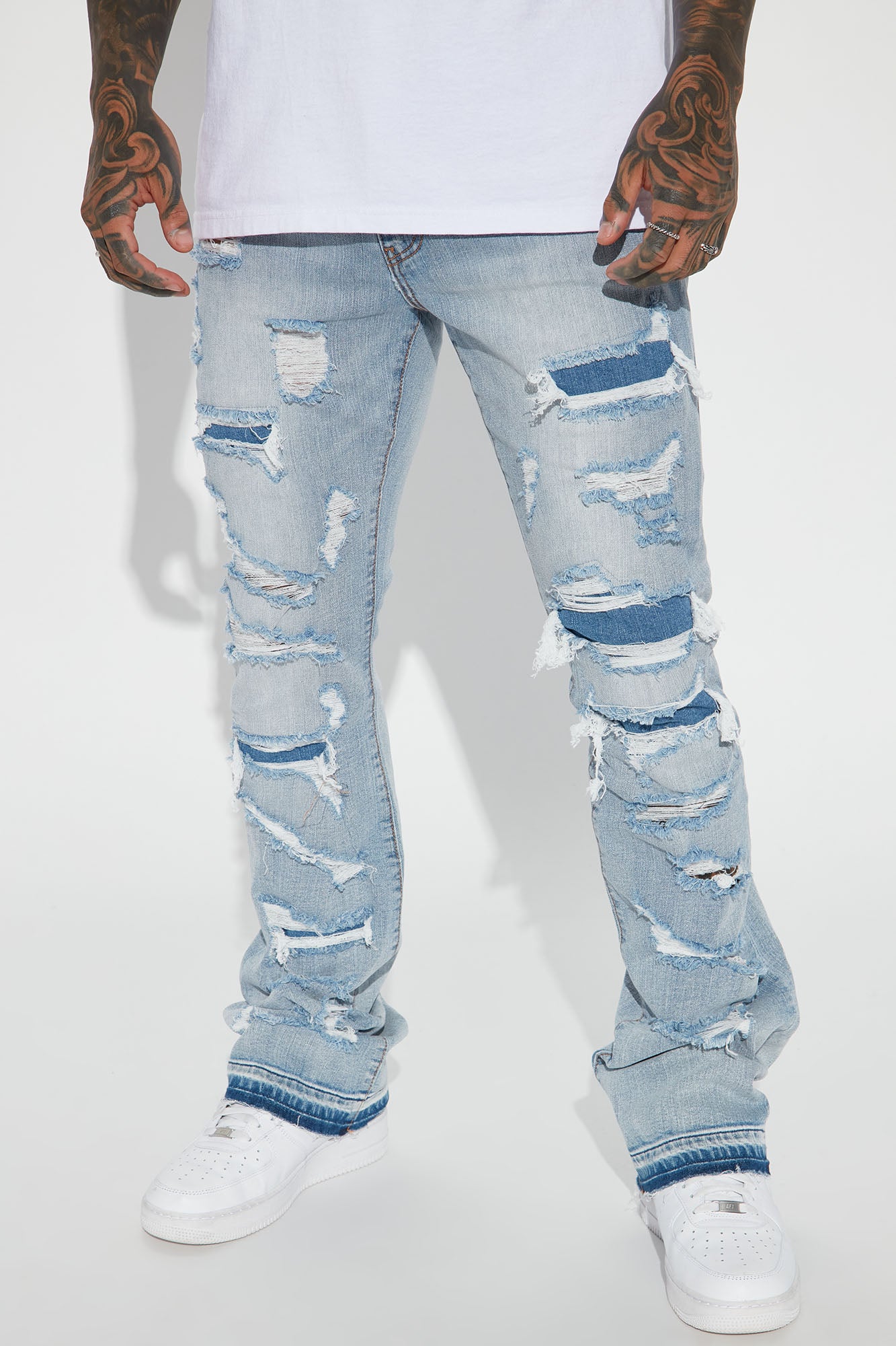 Through It Ripped Skinny Flared Jeans