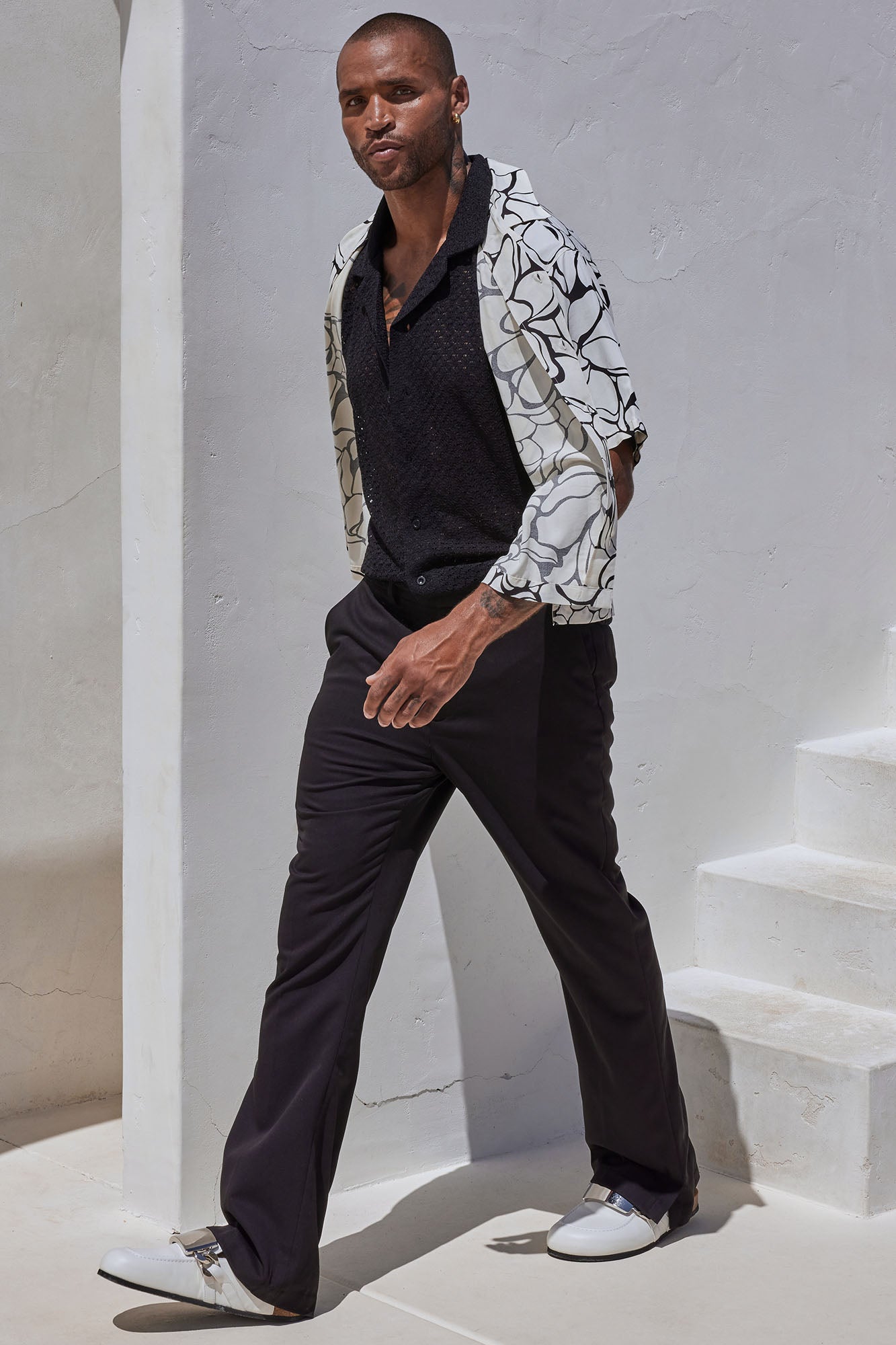 Modern Gabardine Slim Flare Slit Trouser
