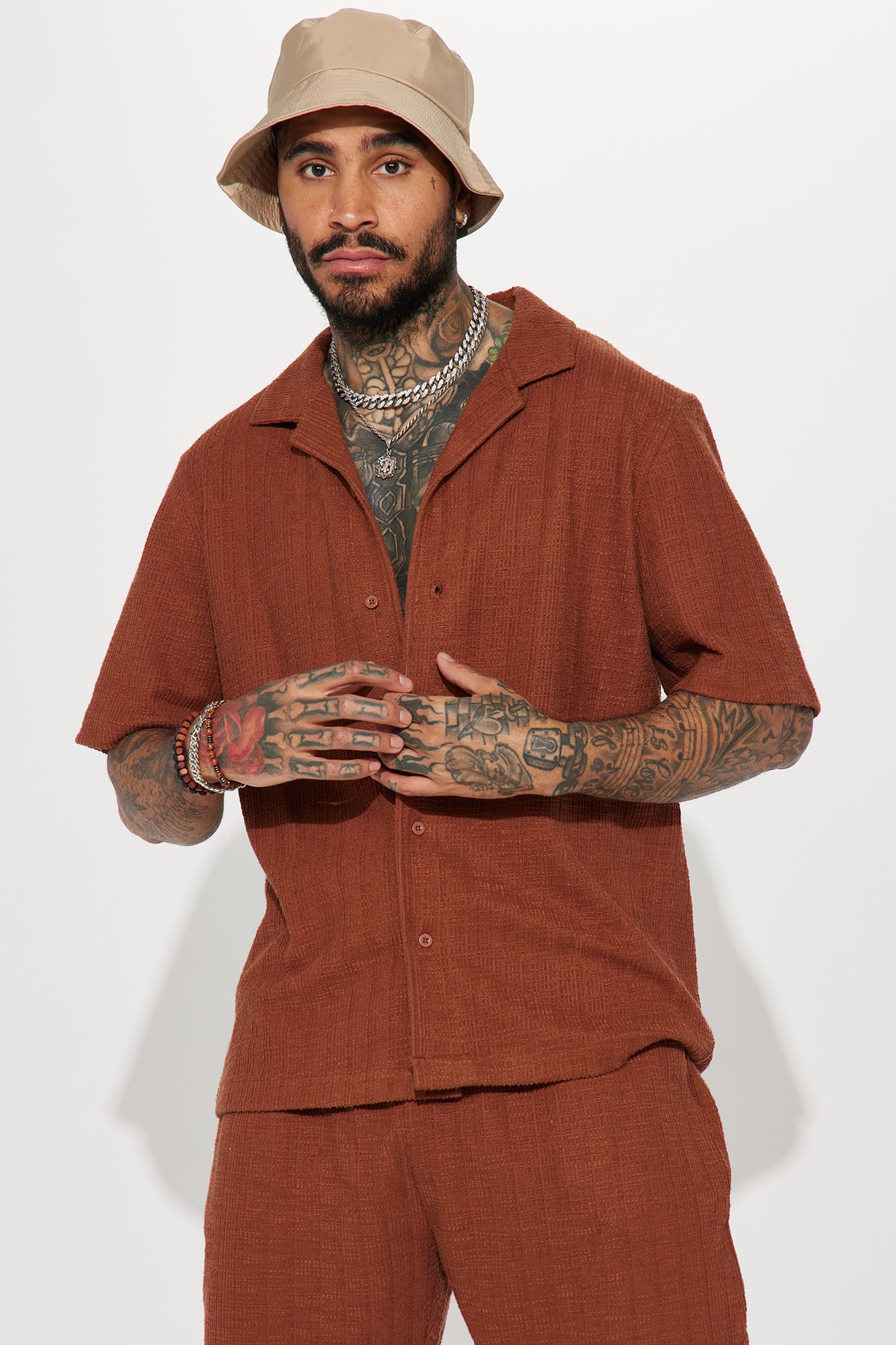 Dean Textured Short Sleeve Button Up Shirt