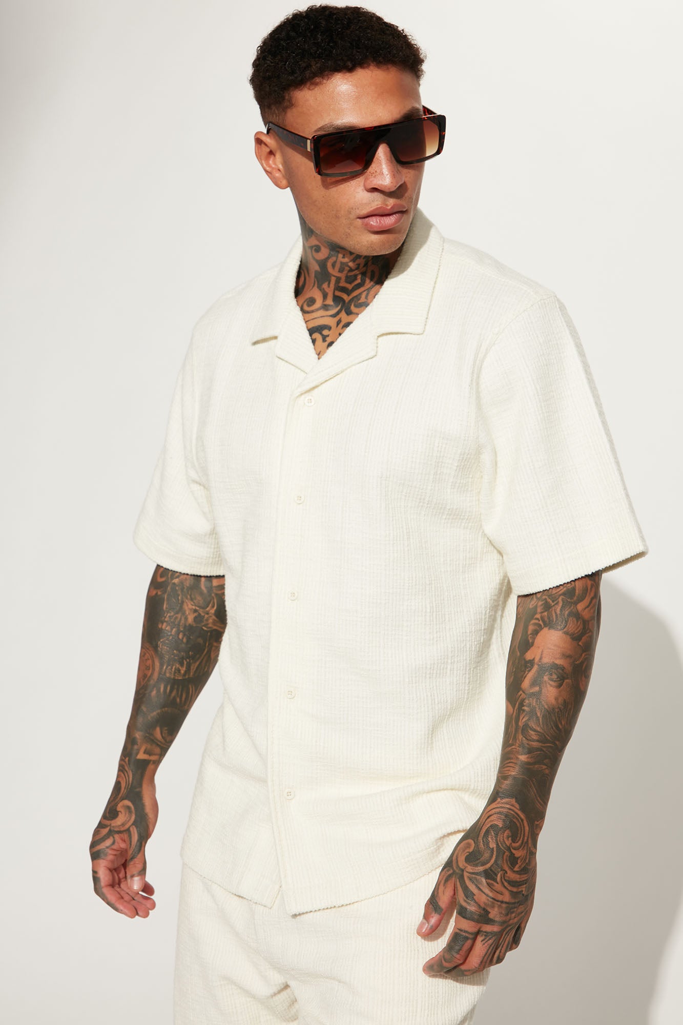 Dean Textured Short Sleeve Button Up Shirt