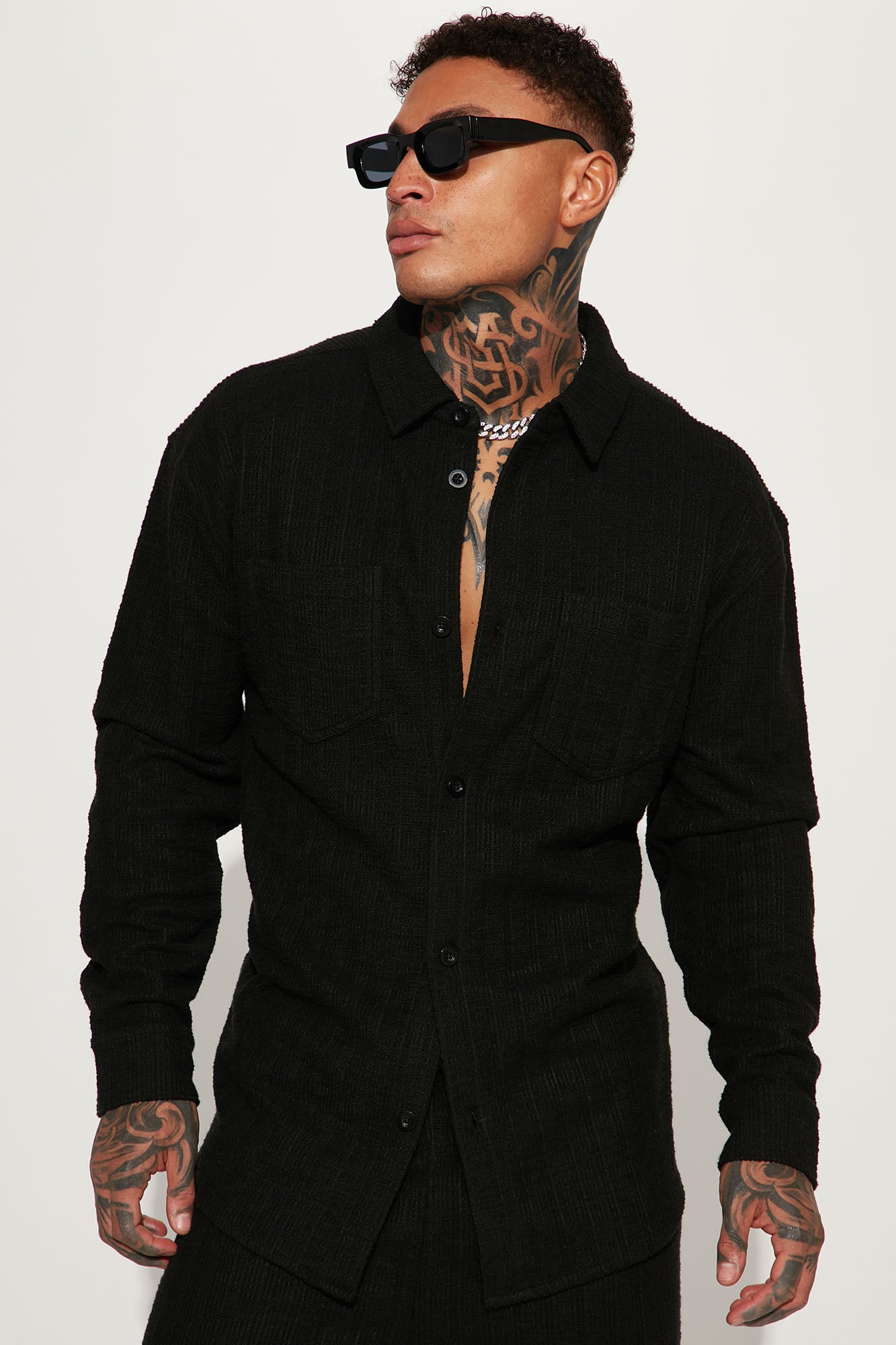 Dean Textured Long Sleeve Button Up Shirt