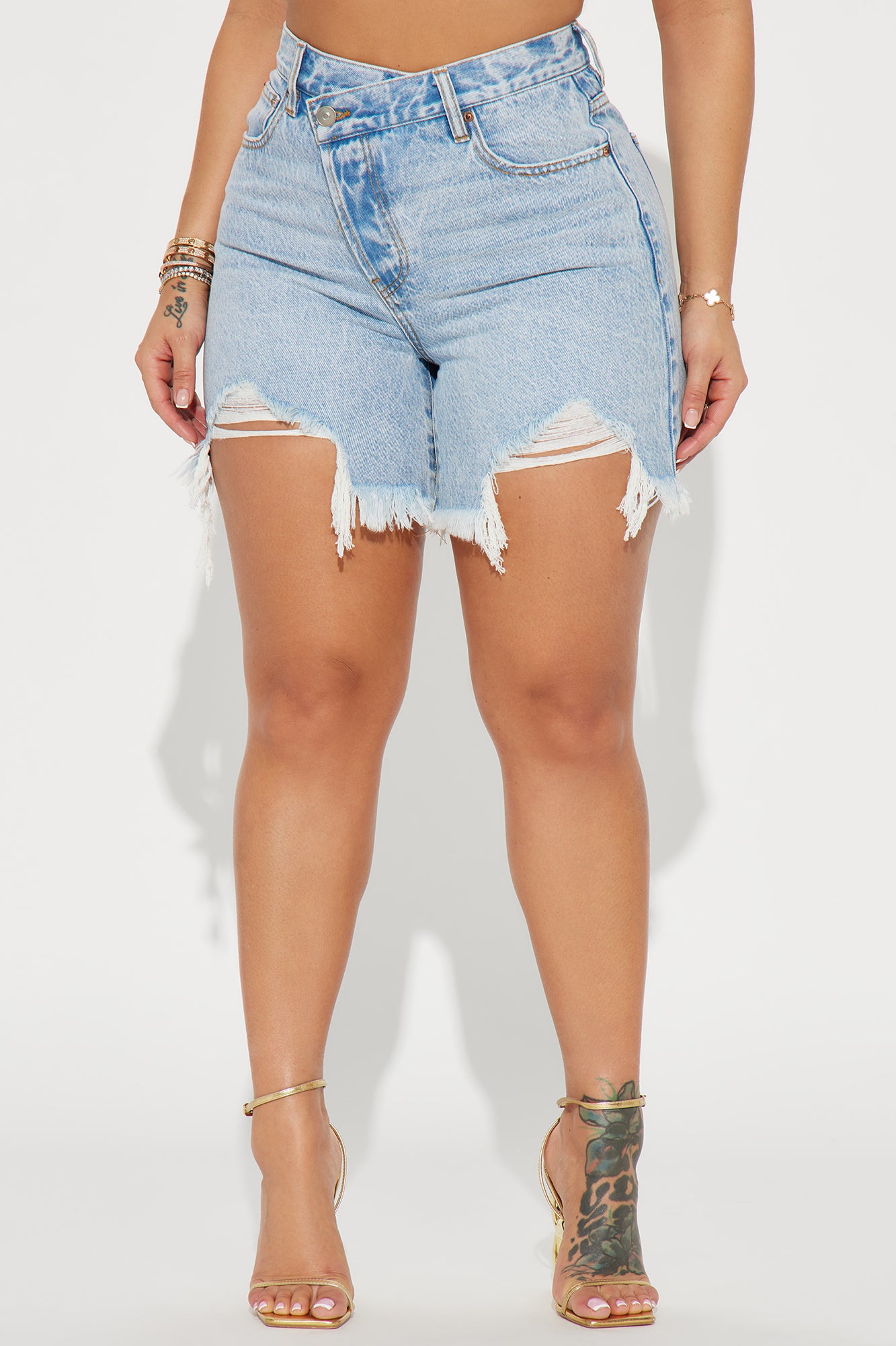 At A Glance Crossover Denim Shorts