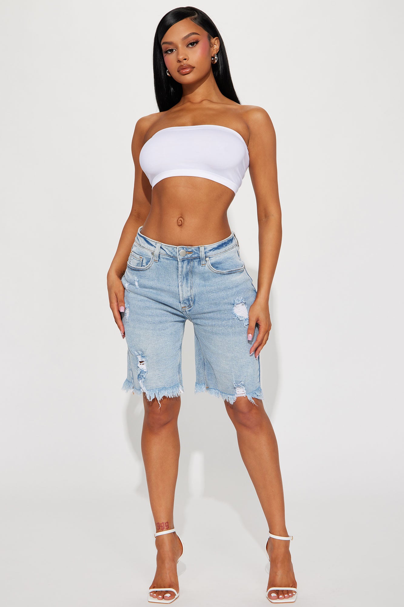 Came To Win Stretch Denim Bermuda Shorts