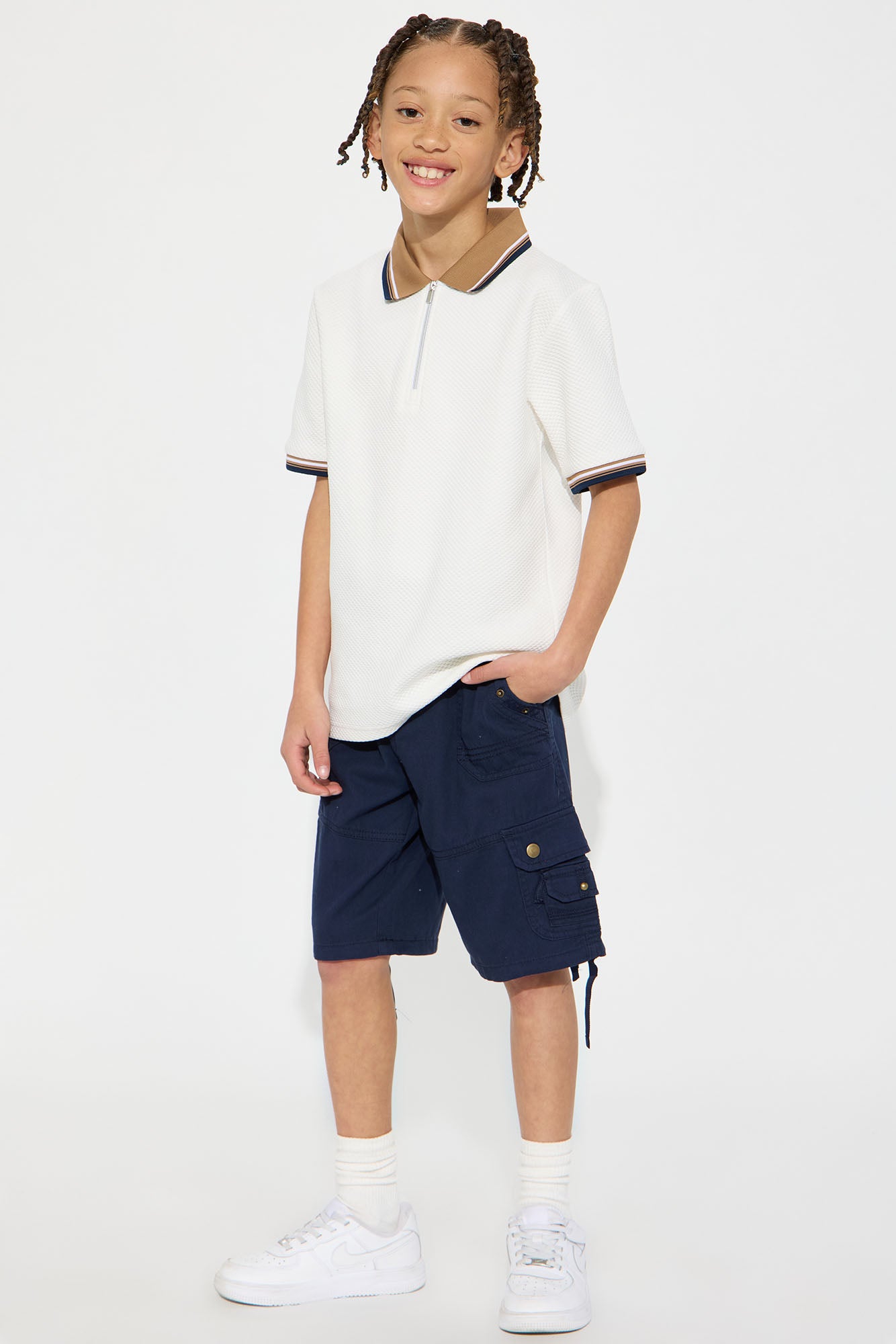 Mini Belted Heavy Poplin Cargo Shorts