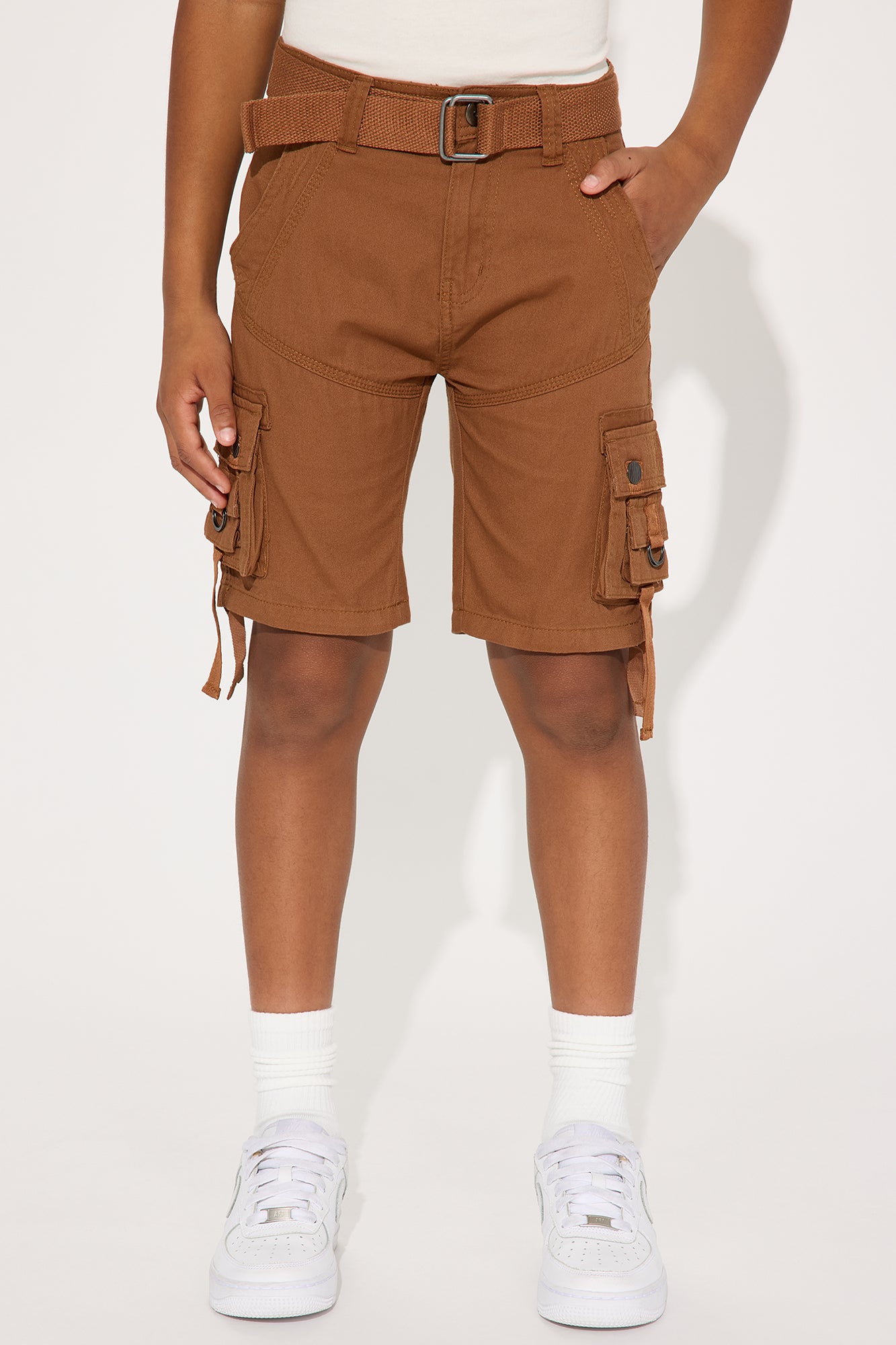 Mini Belted Poplin Cargo Shorts