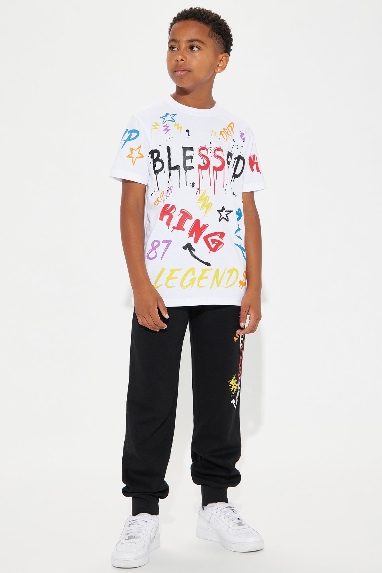 Mini Drip King Graffiti Fleece Jogger Set