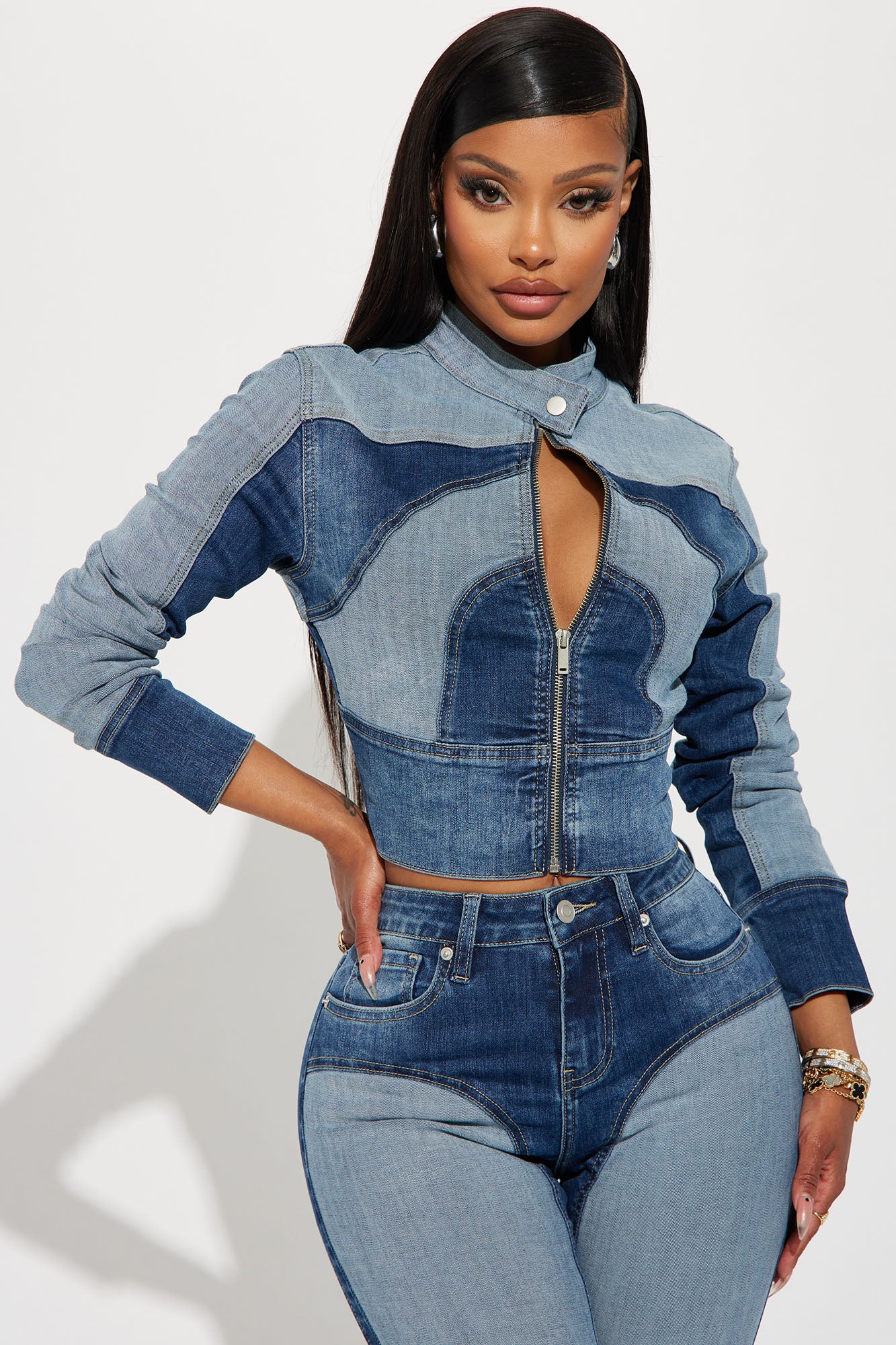 Coronado Two Tone Denim Moto Jacket