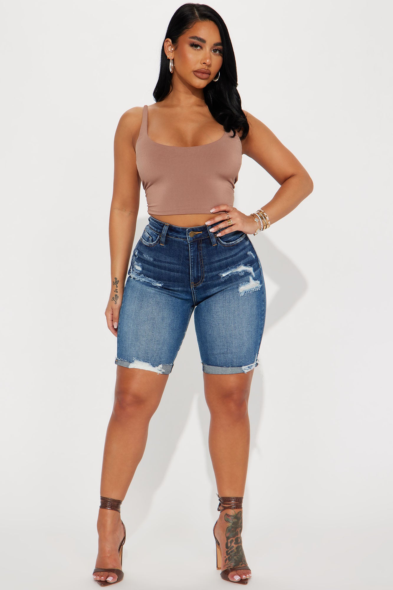 Almost There Stretch Denim Bermuda Shorts