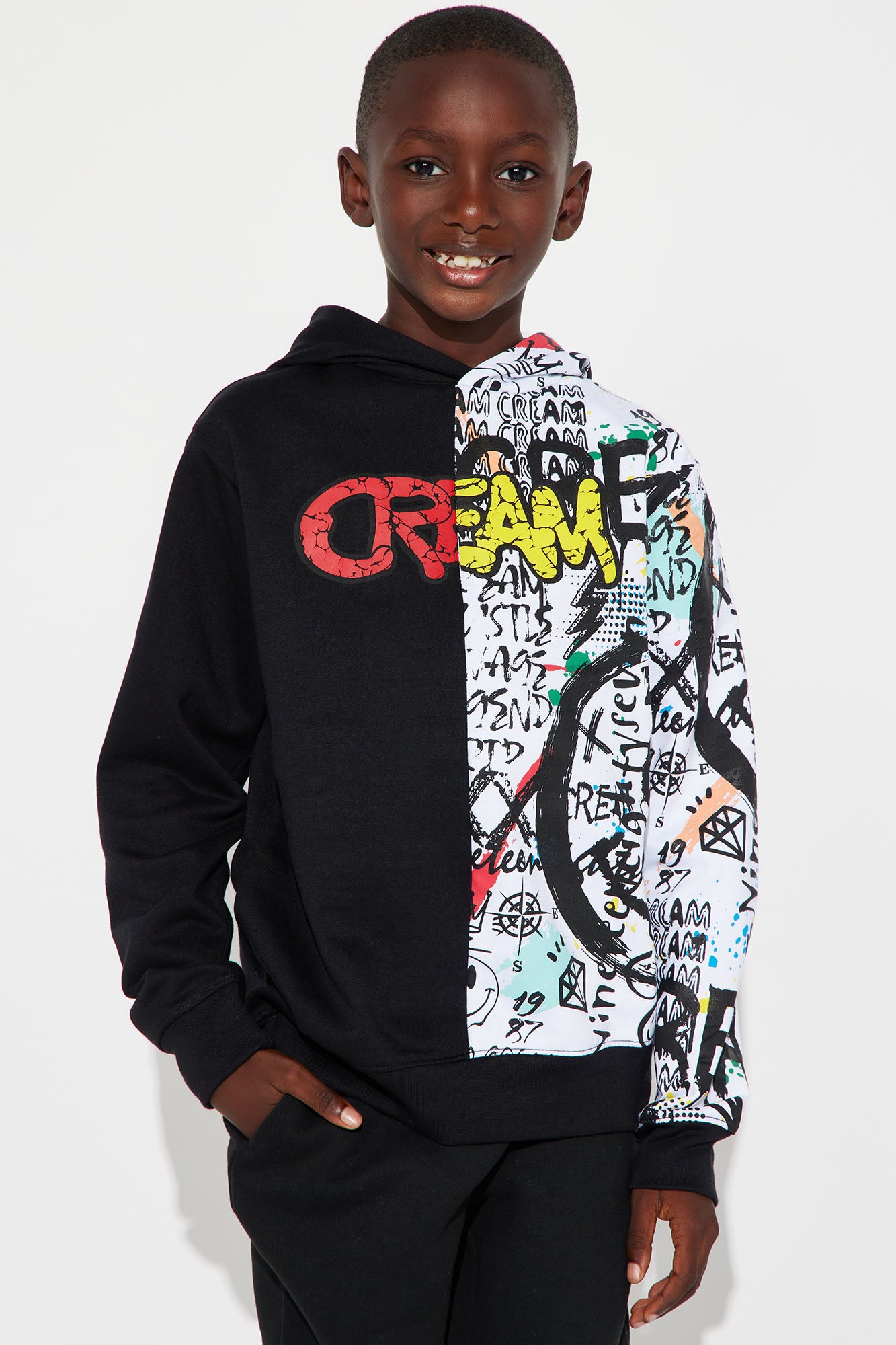 Mini Cream Newspaper Hoodie