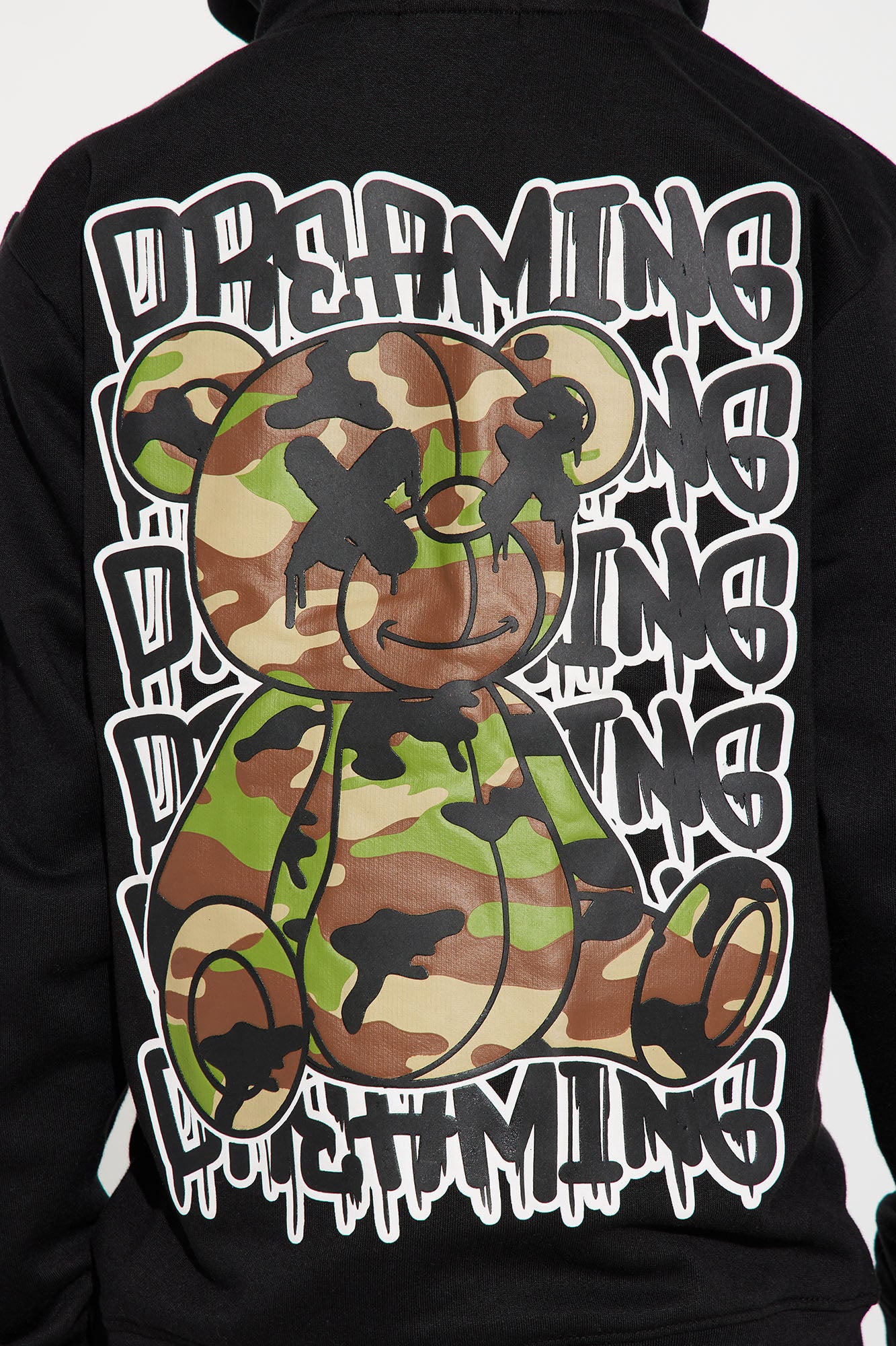 Mini Dreaming Camo Teddy Bear Fleece Pullover Hoodie