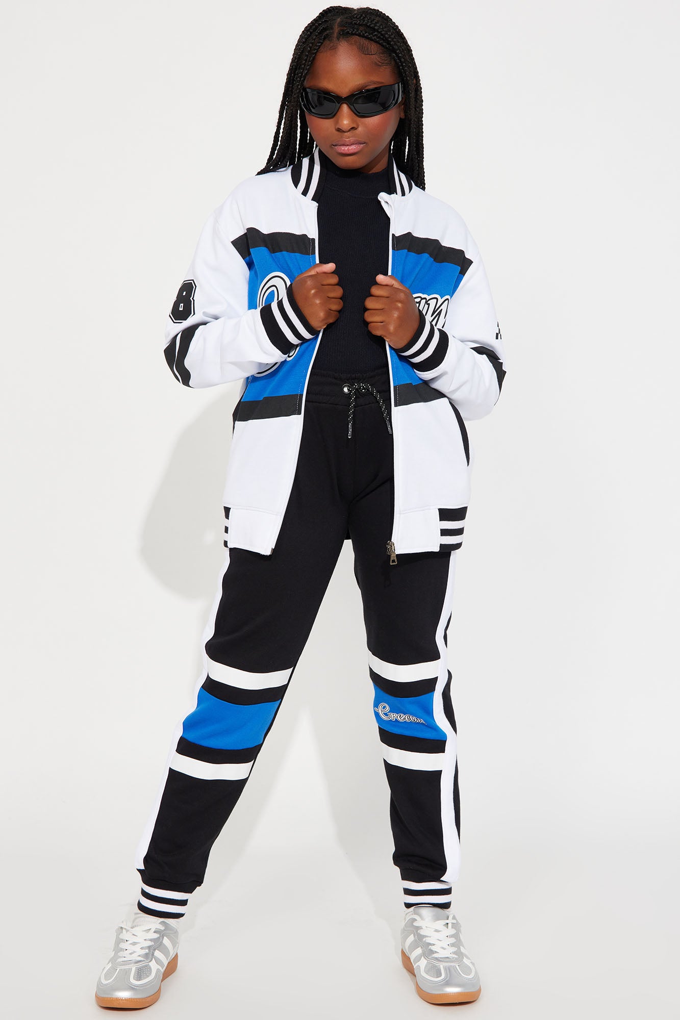 Mini Cream 08 Racing Fleece Jacket And Jogger Pant Matching Set