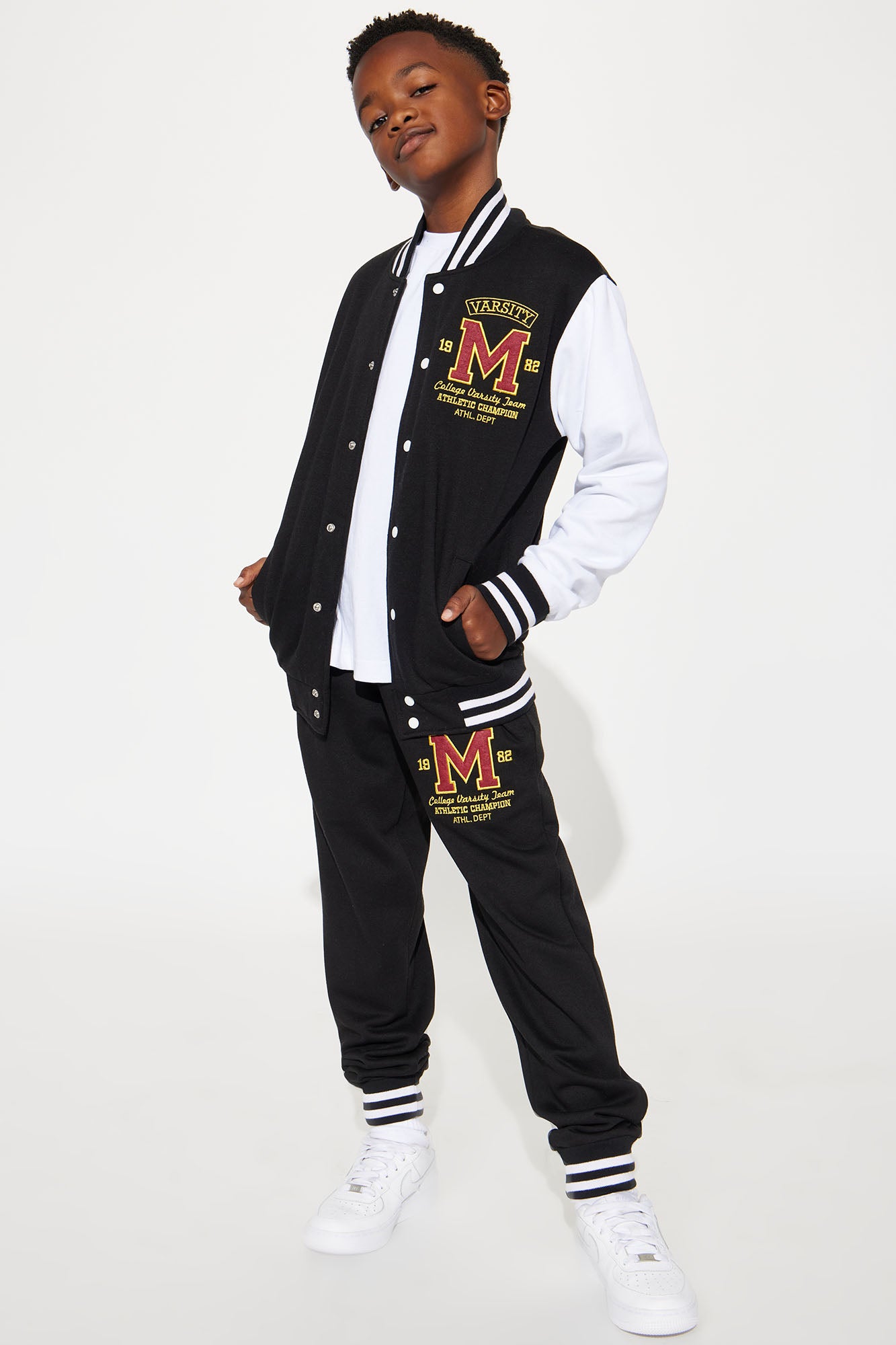 Mini College Varsity Matching Fleece Jogger Set