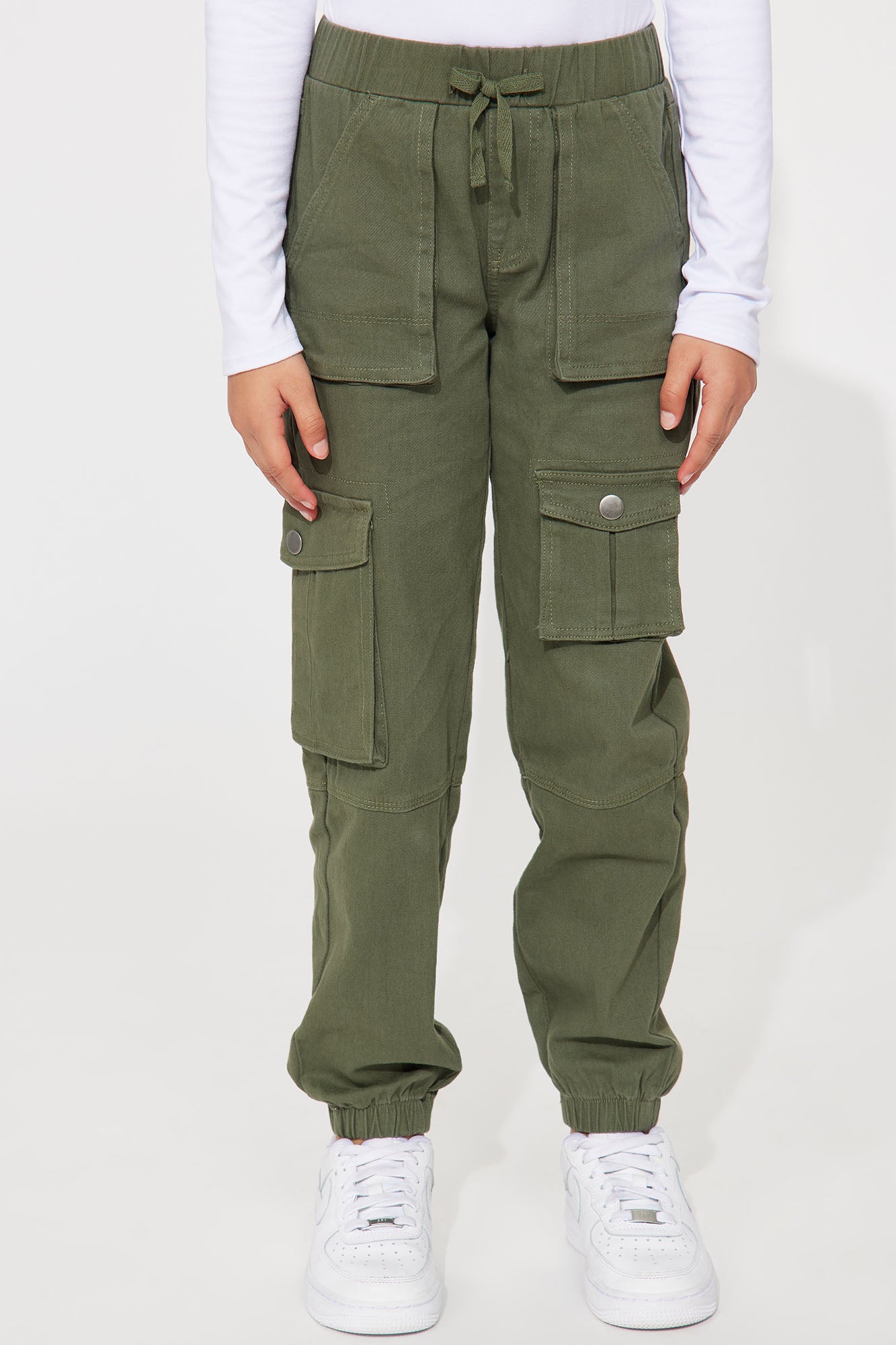 Mini Twill Ruched Ankle Cargo Pants