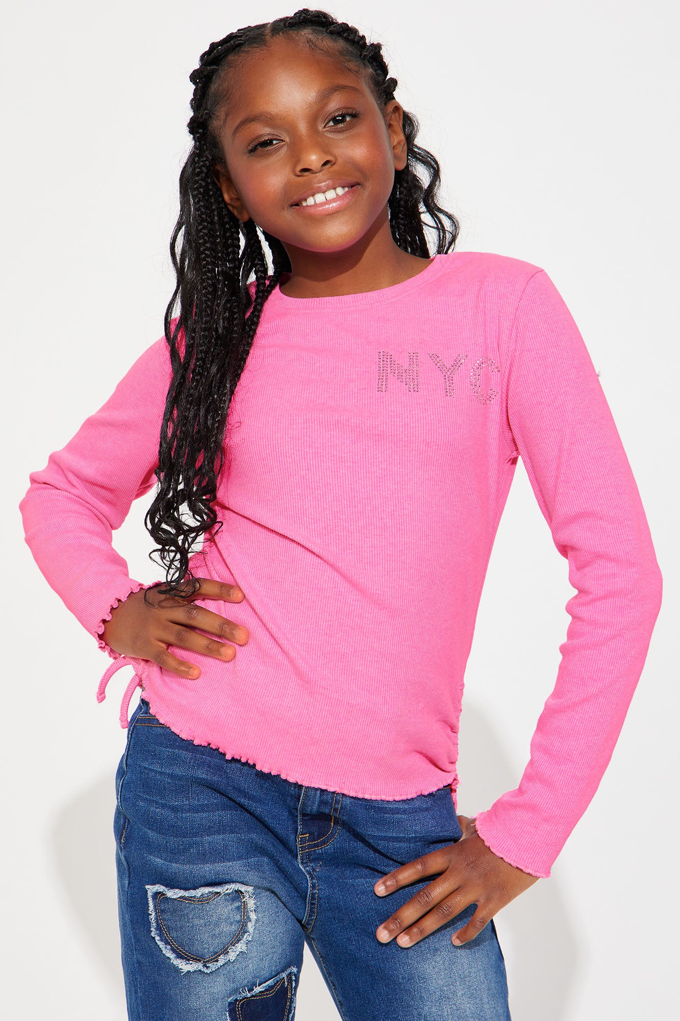 Mini Pretty In Pink Ribbed Long Sleeve