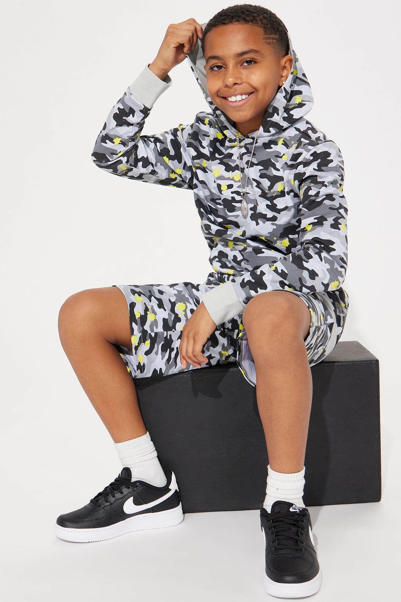 Mini Bennett Hooded Camo Short Set