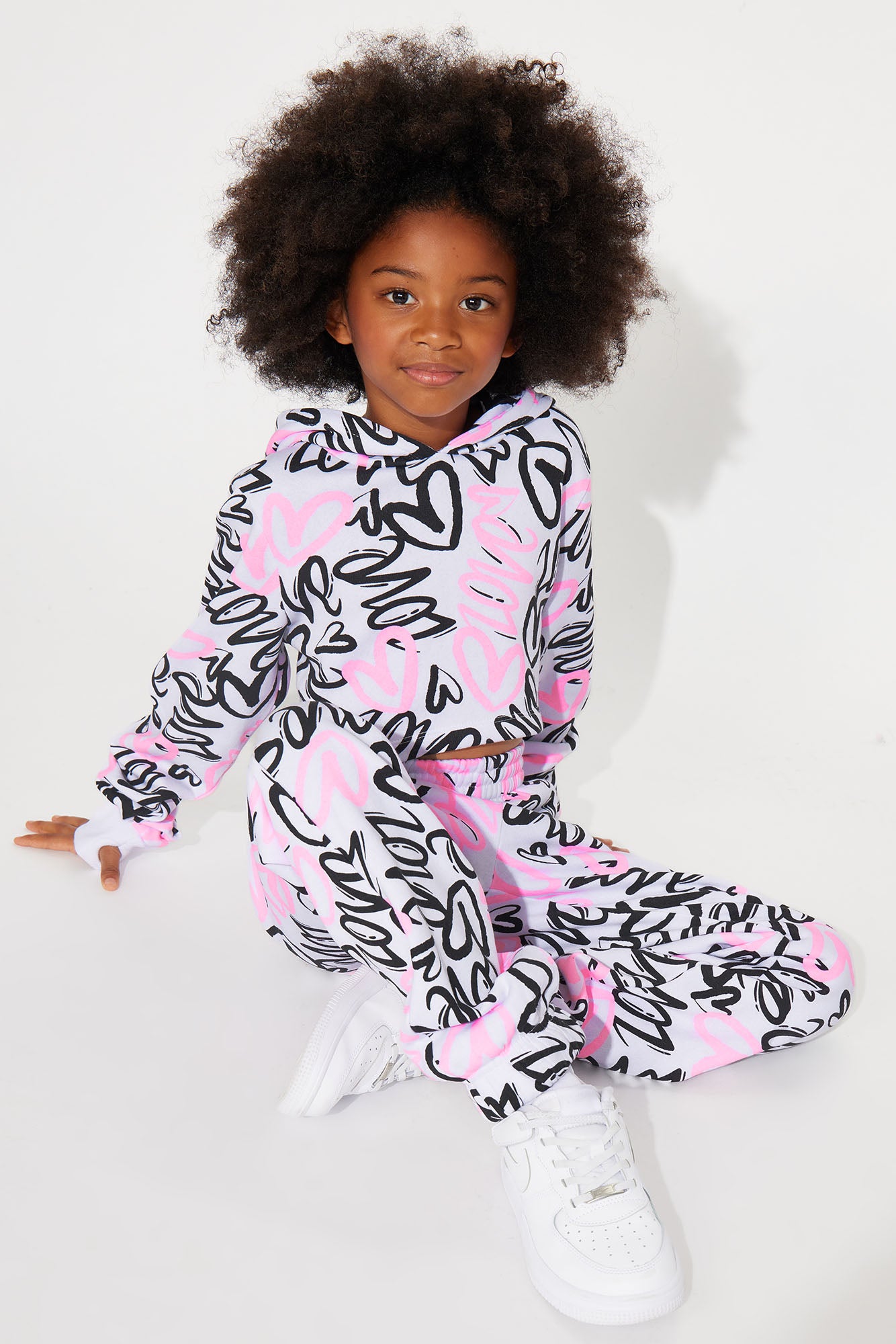 Mini Print Heart All Over Jogger Set
