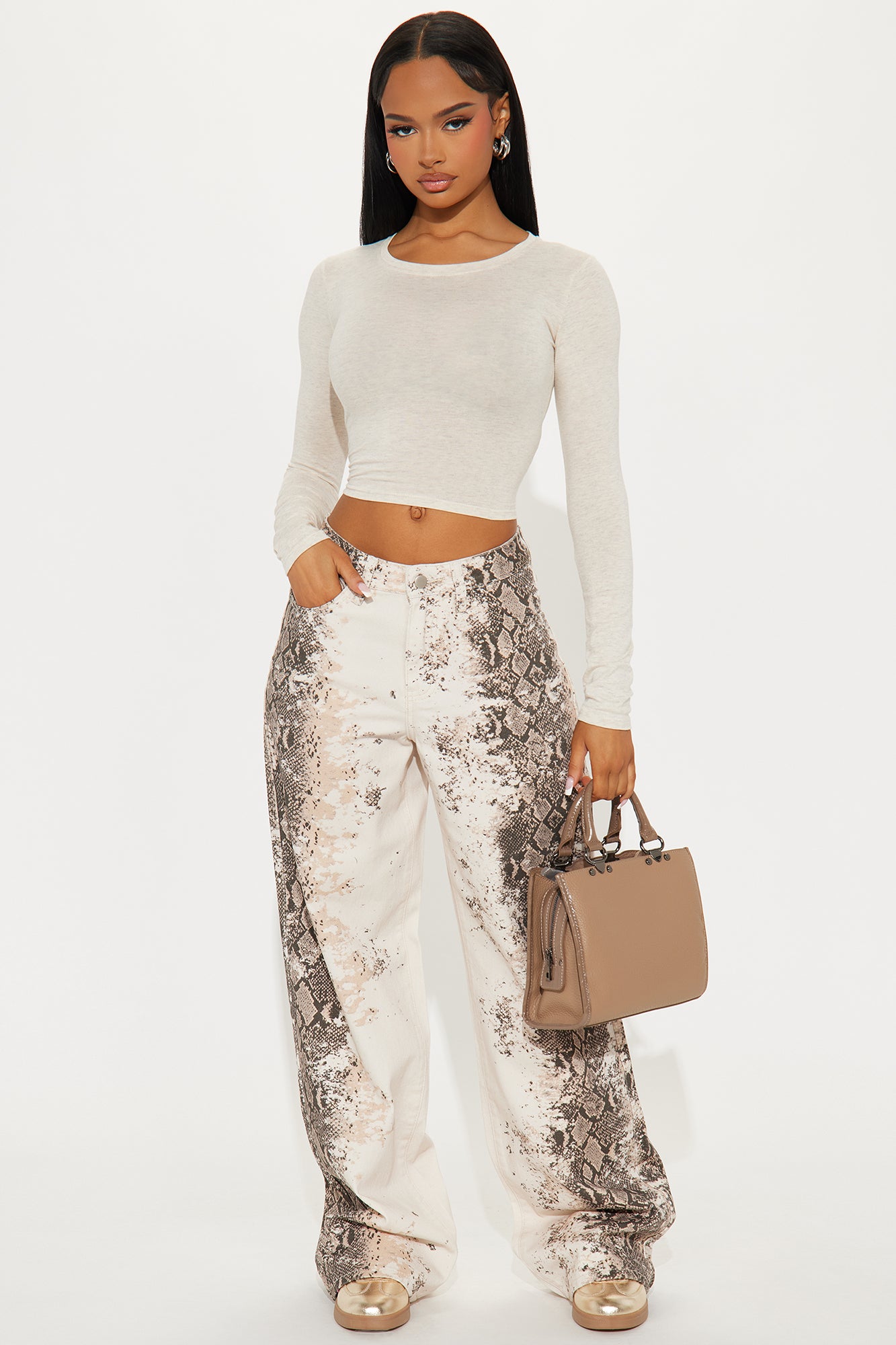 Trust No Snakes Printed Baggy Jeans