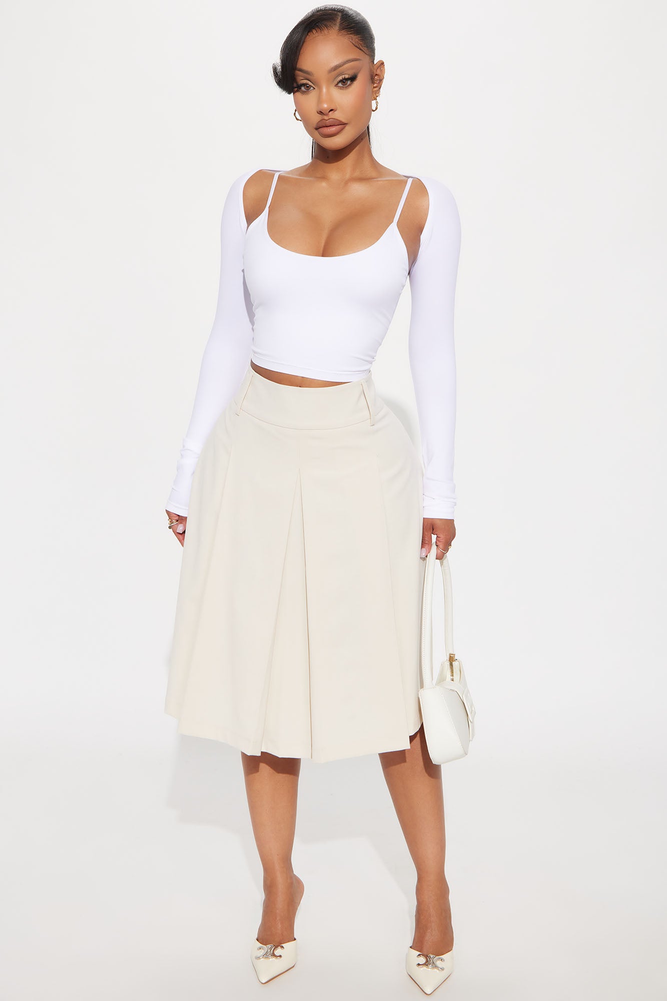 Bella Pleated Trouser Midi Skirt