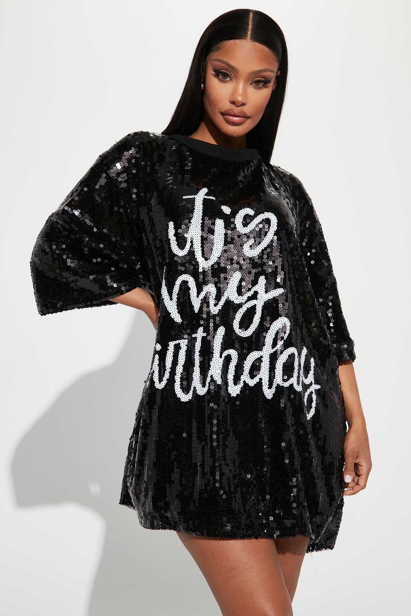 Birthday Queen Sequin Shirt Dress