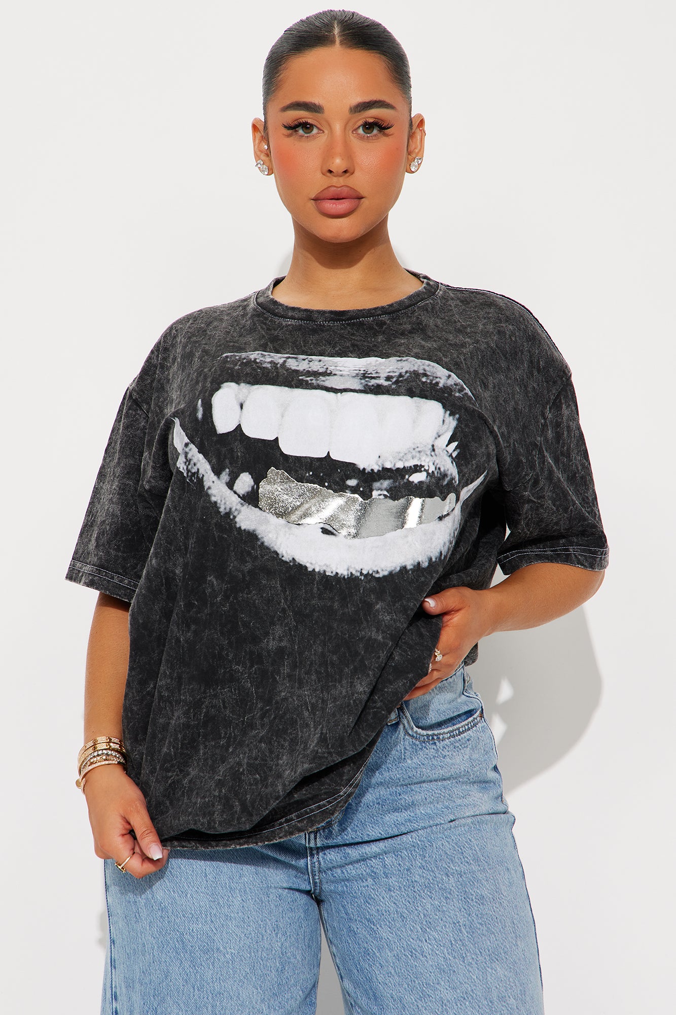 Stop & Stare Grillz Washed Oversized Tee