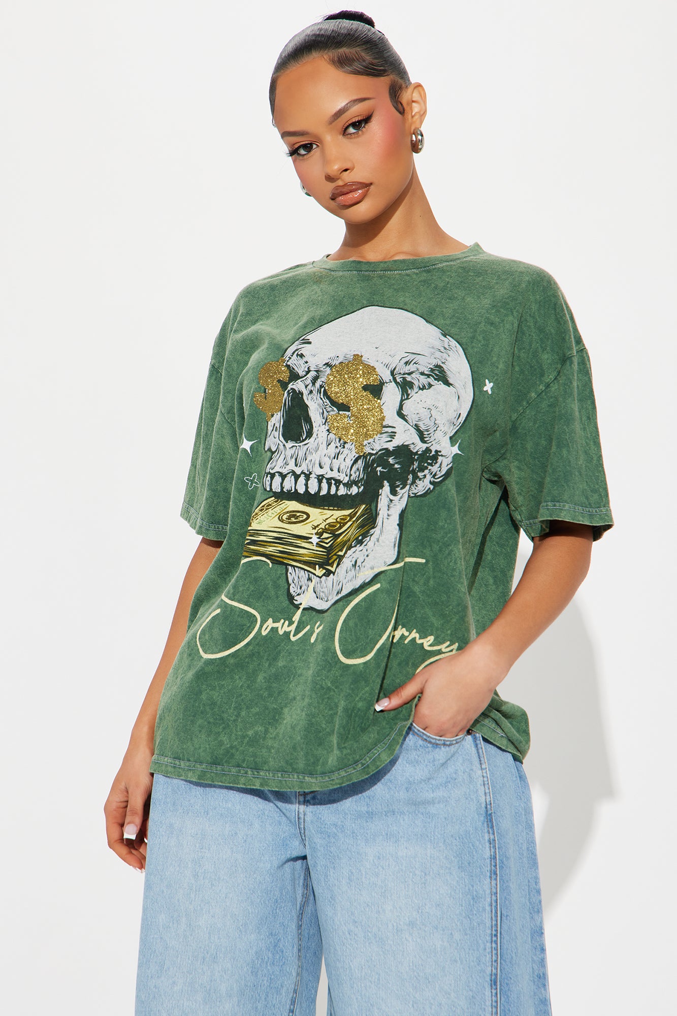 Skull Money Oversized Washed Tee