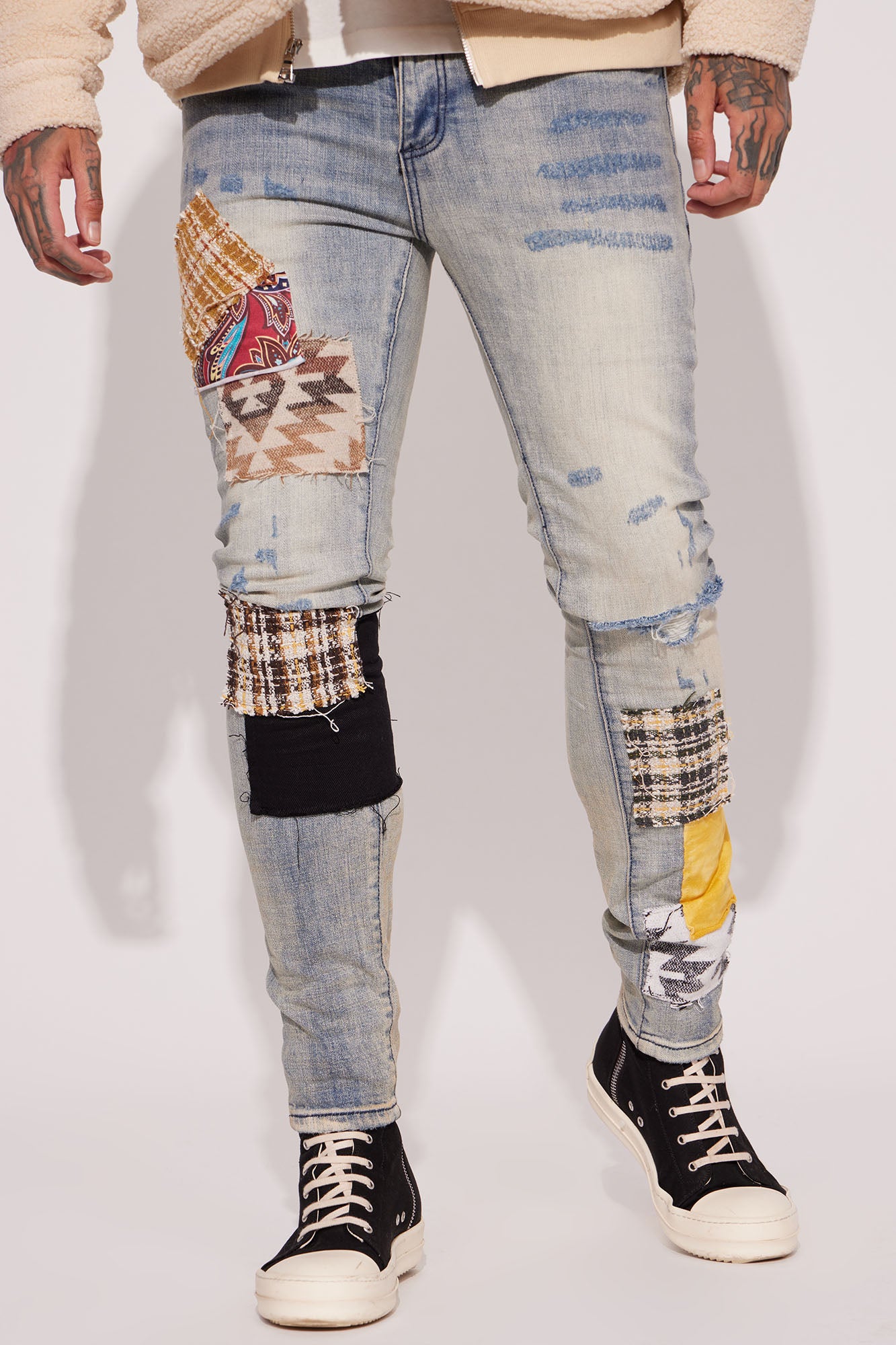 Patchwork Day Stacked Skinny Jeans