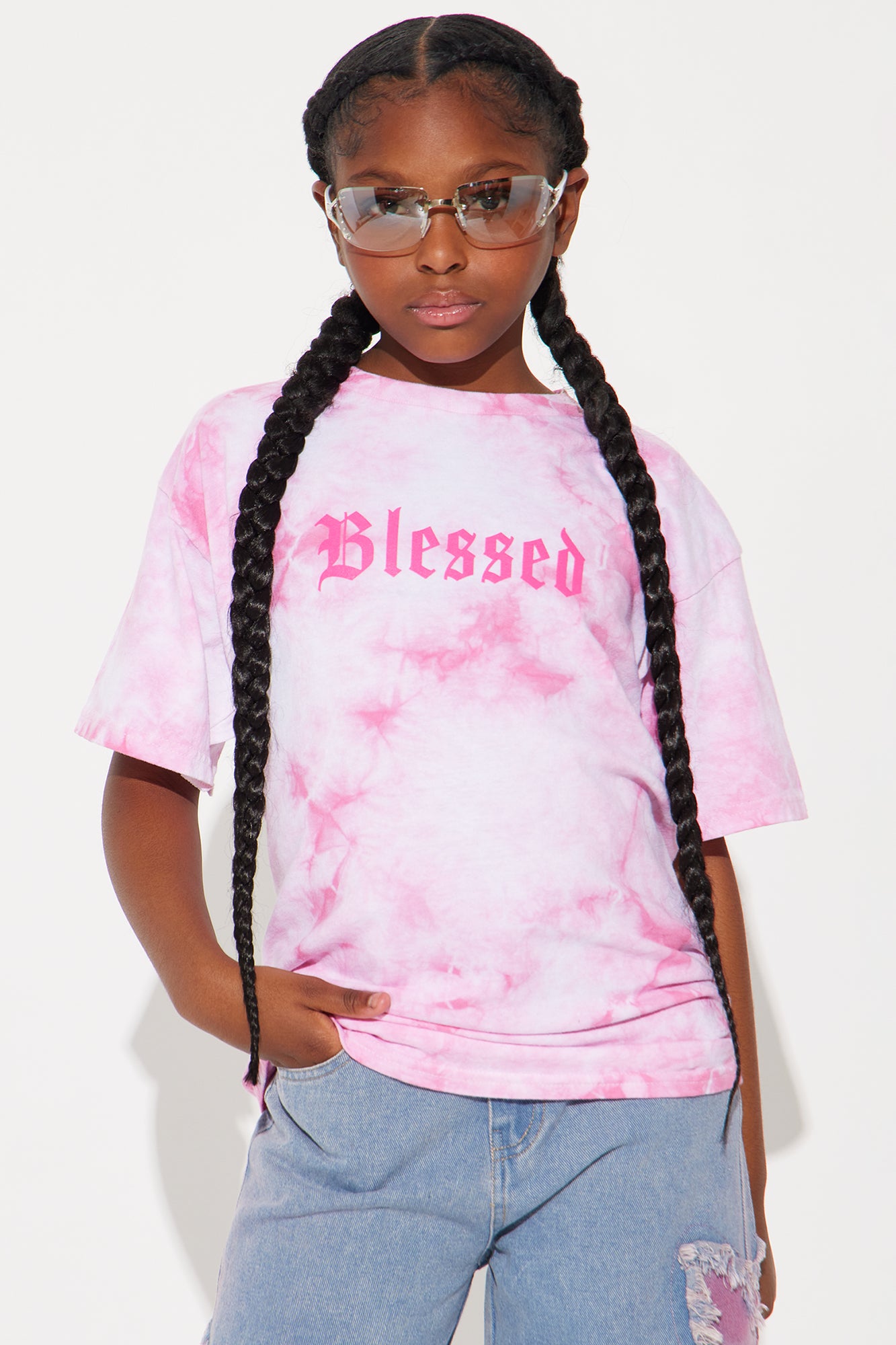 Mini Staying Blessed Front/Back Washed T-Shirt
