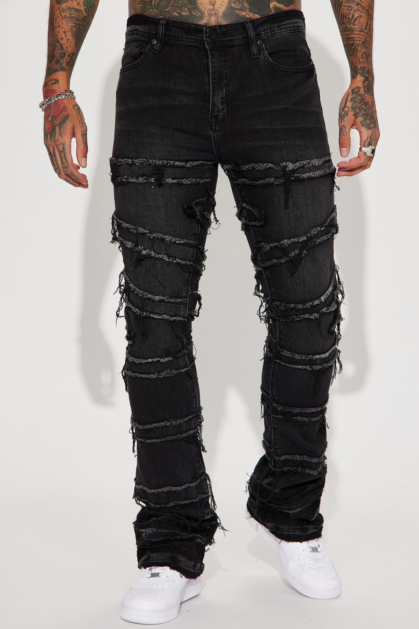 About Fray Stacked Skinny Flare Jeans